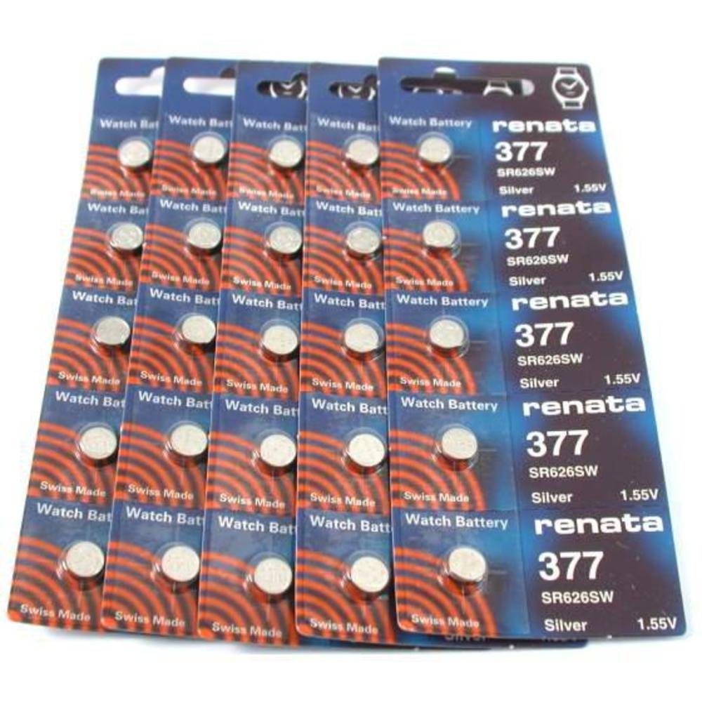 Renata Watch Batteries 100 Pack - LR377/SR377SW Silver Oxide Button Cell Batteries for Watches, Calculators & Small Electronics - Long Lasting Power Supply