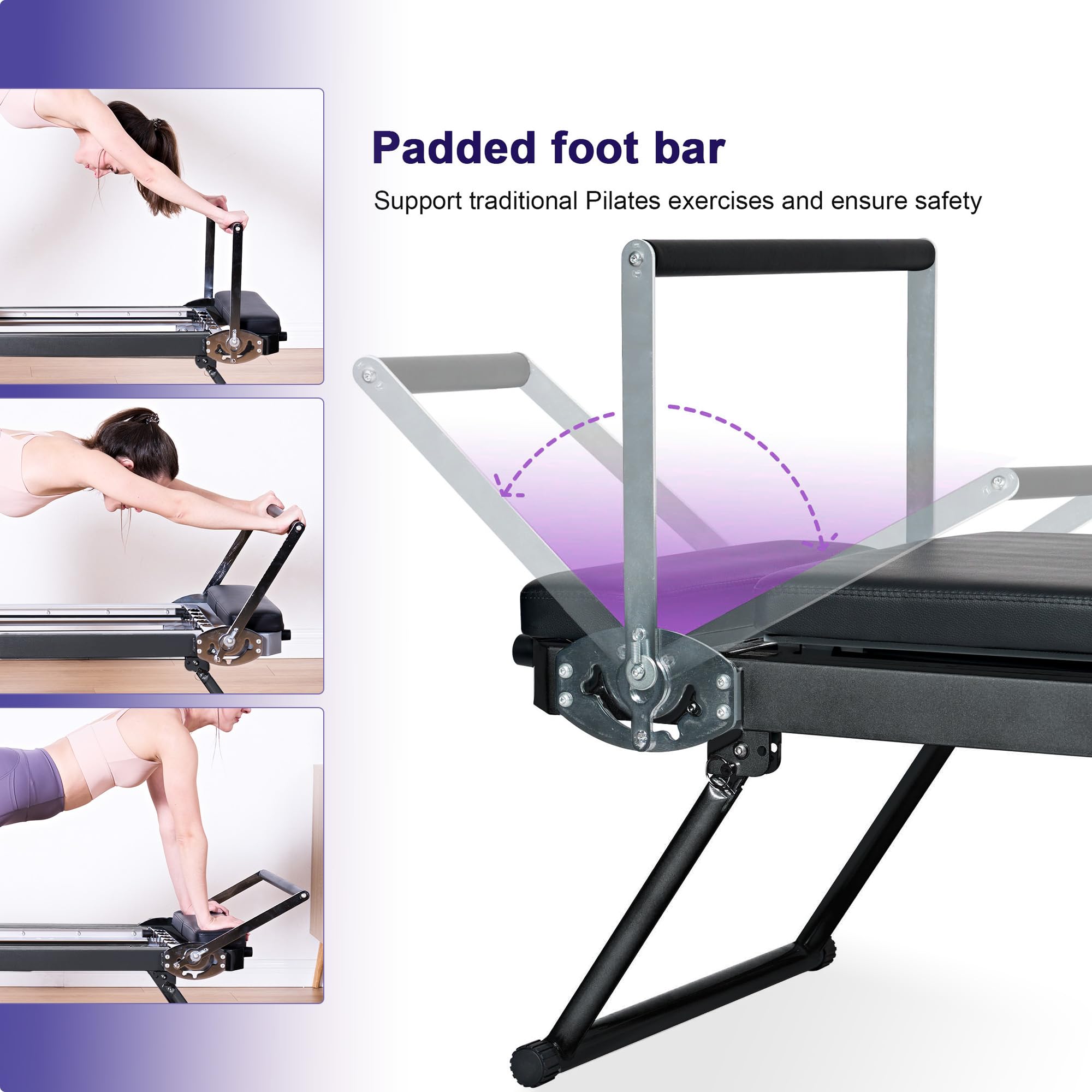 Foldable SogesGame Pilates Reformer Machine - 330lbs Weight Capacity Home Gym Equipment for Beginners & Advanced Users | Perfect for Home Workouts, Physical Therapy & Fitness Training