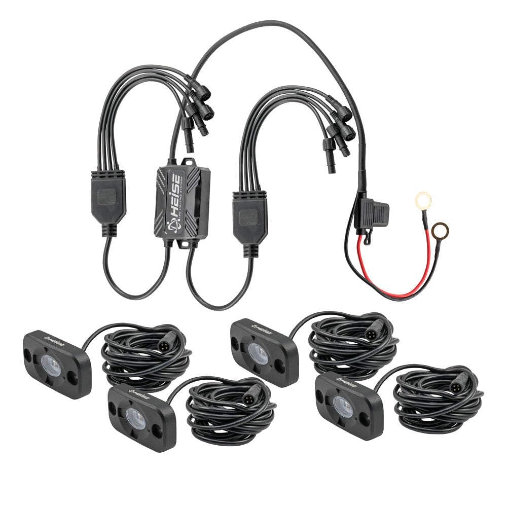 Heise 4 Pack RGB LED Accent Lights Kit - Black Housing (HE-4TLRGBK) | Car Interior Lighting, Home Decor & Gaming Setup Ambient Lighting