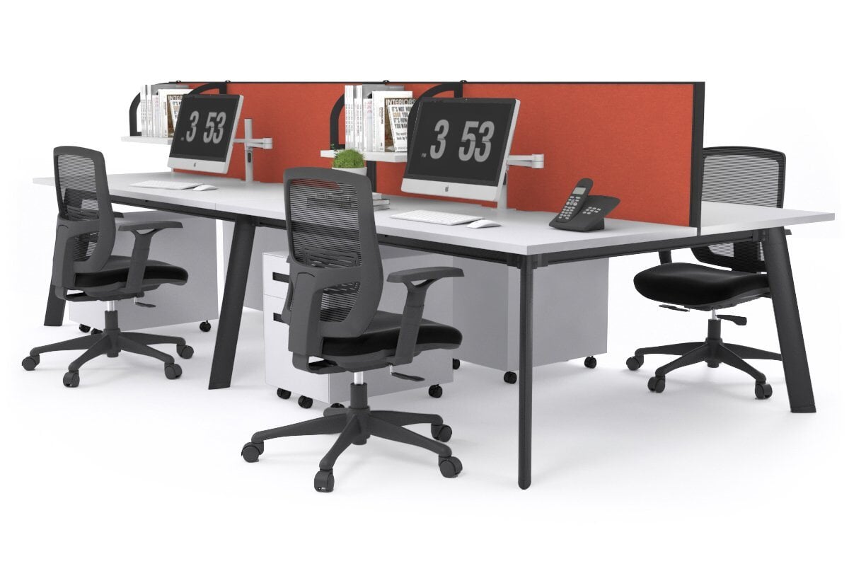 4-Person Workstation with Black Frame - 1200L x 800W Office Desk with Cable Management for Team Collaboration | Perfect for Open Offices, Coworking Spaces & Home Offices
