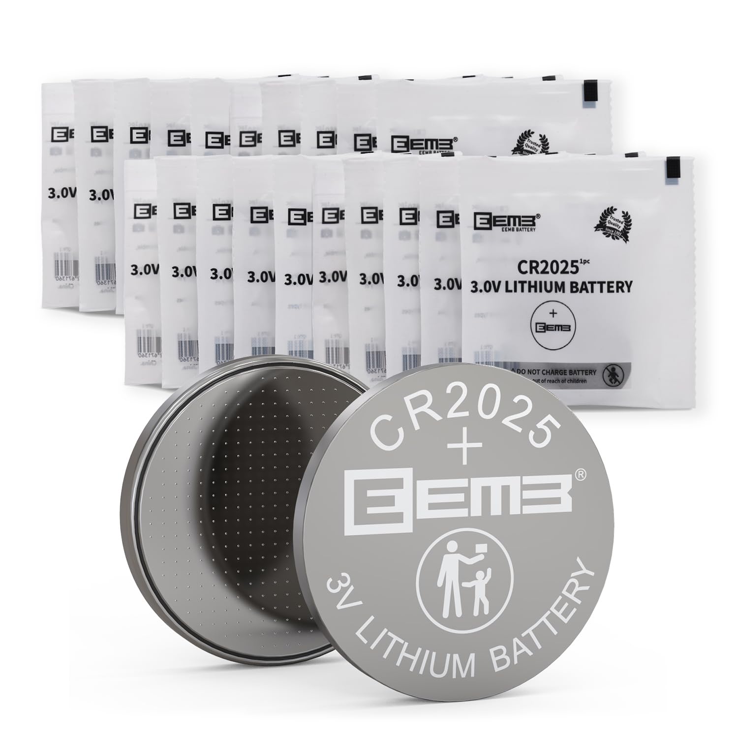 EEMB 20 Pack CR2025 3V Lithium Coin Cell Batteries - Long Lasting Power for Key FOBs, Calculators, Watches, Medical Devices & More | Ideal for Home, Office, Healthcare & IoT Devices