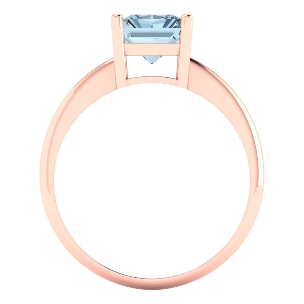 2.5ct Radiant Cut Swiss Blue Topaz Solitaire Engagement Ring in 14k Rose Gold – Designer Bridal & Anniversary Jewelry for Weddings, Proposals & Special Occasions