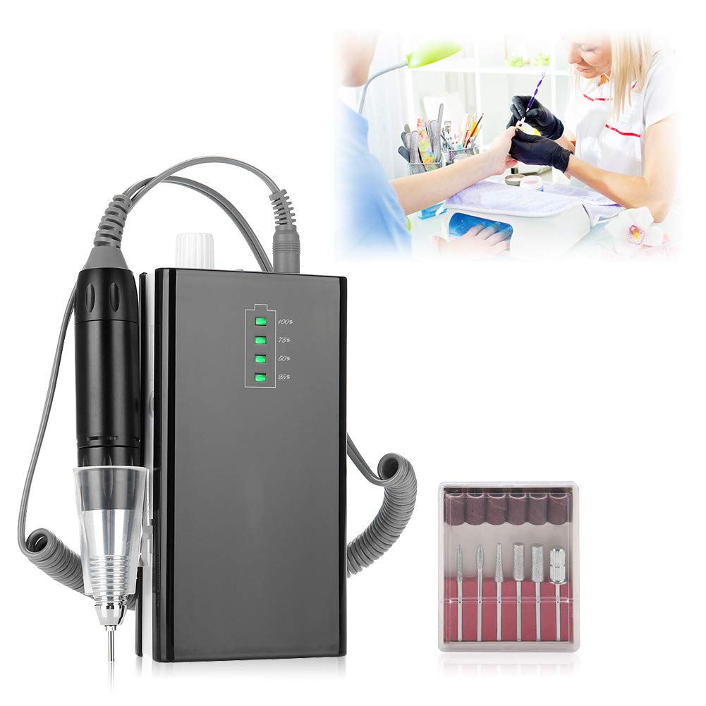 Professional Cordless Electric Nail Drill Kit - 30000 RPM Rechargeable Manicure Pedicure Tool with 6 Bits & LED Light | Perfect for Home Salon, Nail Art & DIY Nail Care