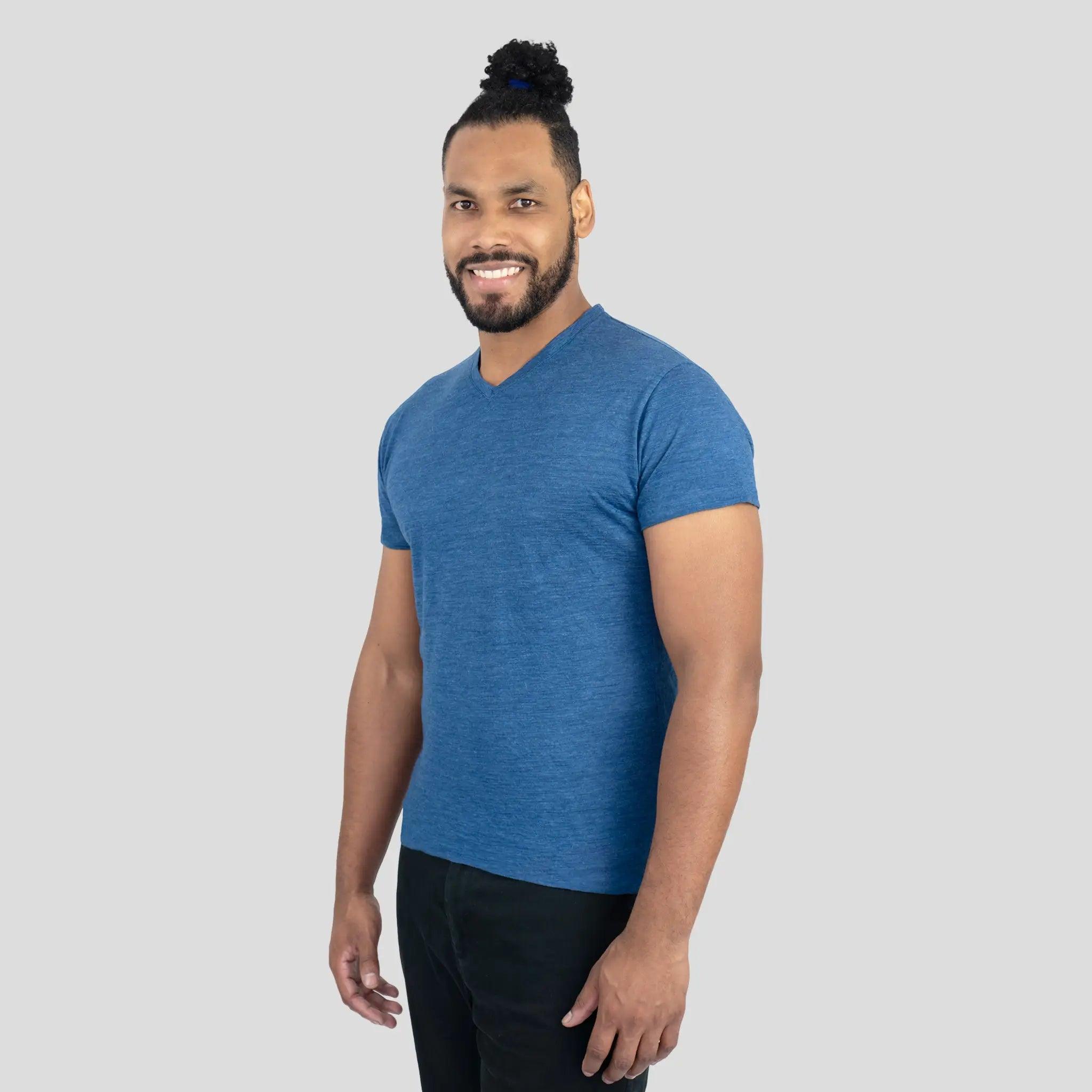 Ultralight Men's Alpaca Wool V-Neck T-Shirt - 160 GSM Soft Breathable Tee for Outdoor Hiking & Casual Wear