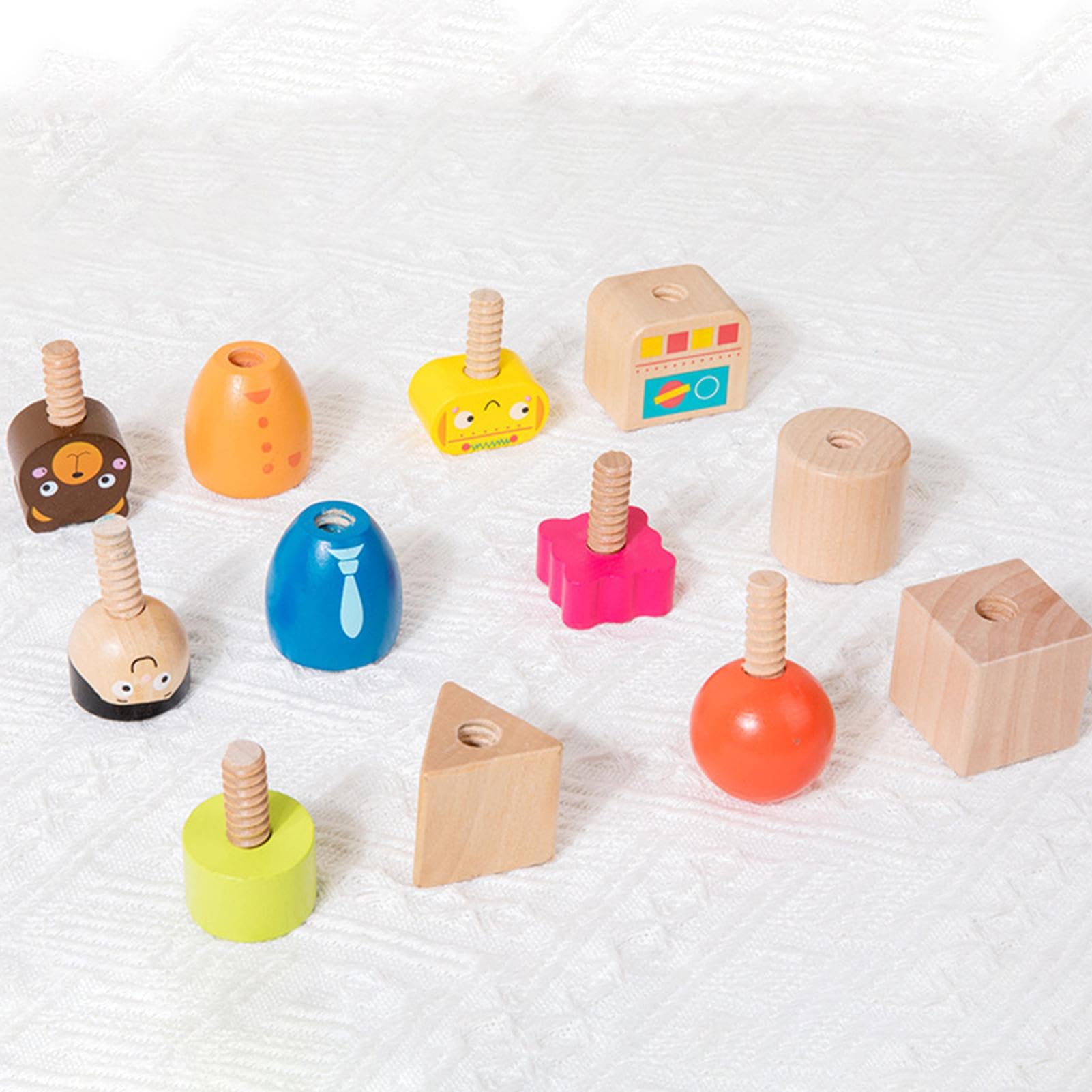 Wooden Nuts and Bolts Toy Set - Fine Motor Skills Learning Educational Toys for 4 Year Old Kids | Construction Vehicle Building Blocks with Matching Screws - Perfect for Preschool STEM Activities & Montessori Classroom Play