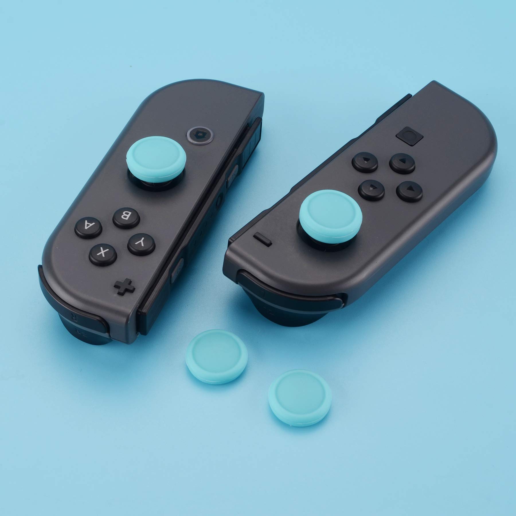 eXtremeRate PlayVital Switch Joystick Caps - Silicone Thumbstick Grip Covers for Nintendo Switch OLED, Switch & Switch Lite (Bondi Blue) | Enhanced Gaming Comfort & Precision for Long Play Sessions