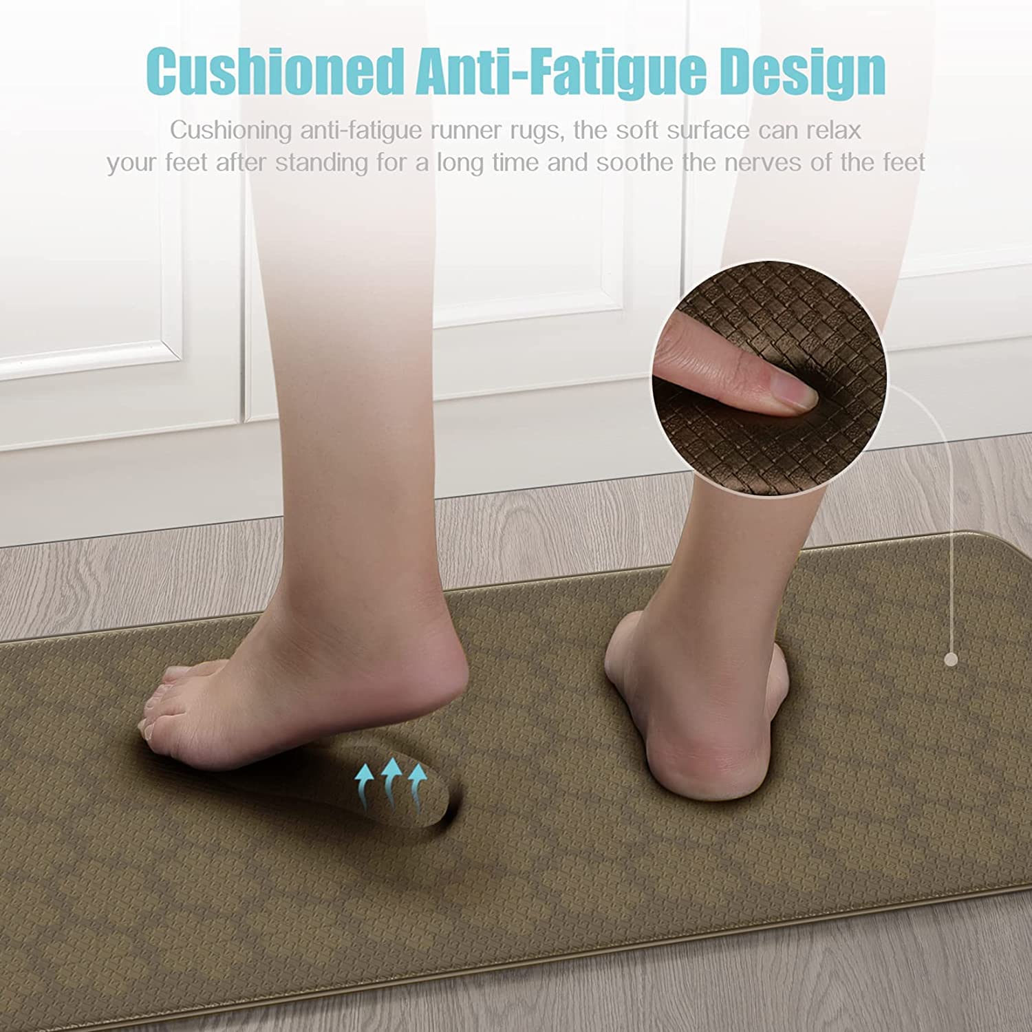 **Anti-Slip Kitchen Floor Mats Set of 2 – Cushioned Comfort Standing Mats for Home, Office & Sink – Non-Slip Kitchen Rugs for Fatigue Relief (Perfect for Cooking, Dishwashing & Long Standing Work)**