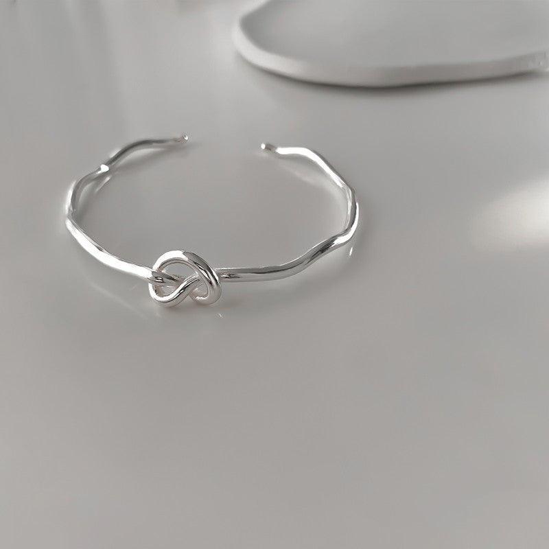 Knotted Heart Wave S925 Sterling Silver Bracelet for Women - Elegant & Dainty Jewelry Gift for Valentine's Day, Anniversary or Everyday Wear