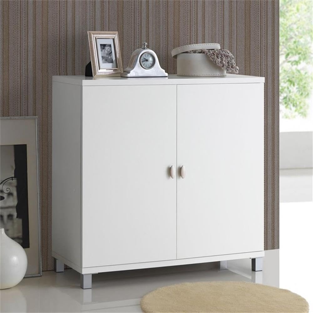 BOWERY HILL White Multipurpose Entryway Storage Cabinet - Hallway Organizer for Shoes, Coats & Home Decor | Perfect for Living Room, Bedroom or Office Entryway