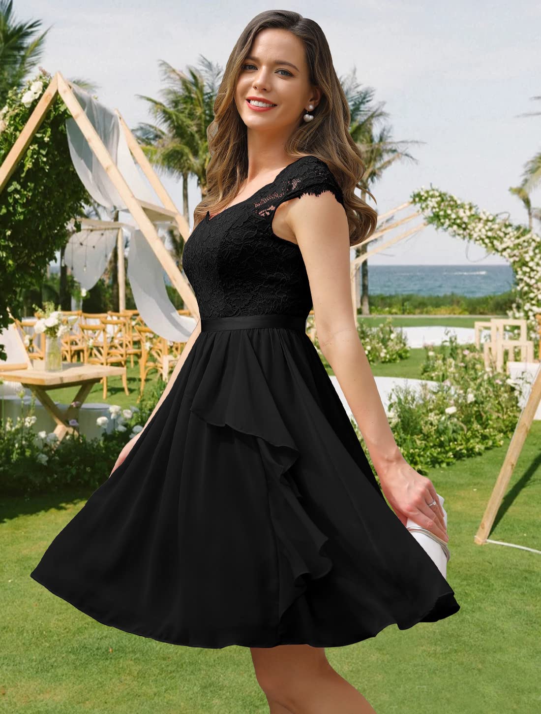 Wedtrend Women's Short Prom Dress 2024 - Floral Ruffle Bridesmaid & Wedding Guest Cocktail Dress for Homecoming, Parties & Special Occasions