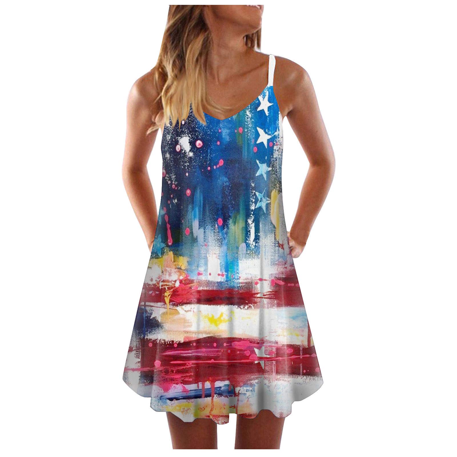 Women's Summer Dresses - Casual Sleeveless Midi Sundress, A-Line Tank Dress for Beach, Vacation & Outdoor Activities