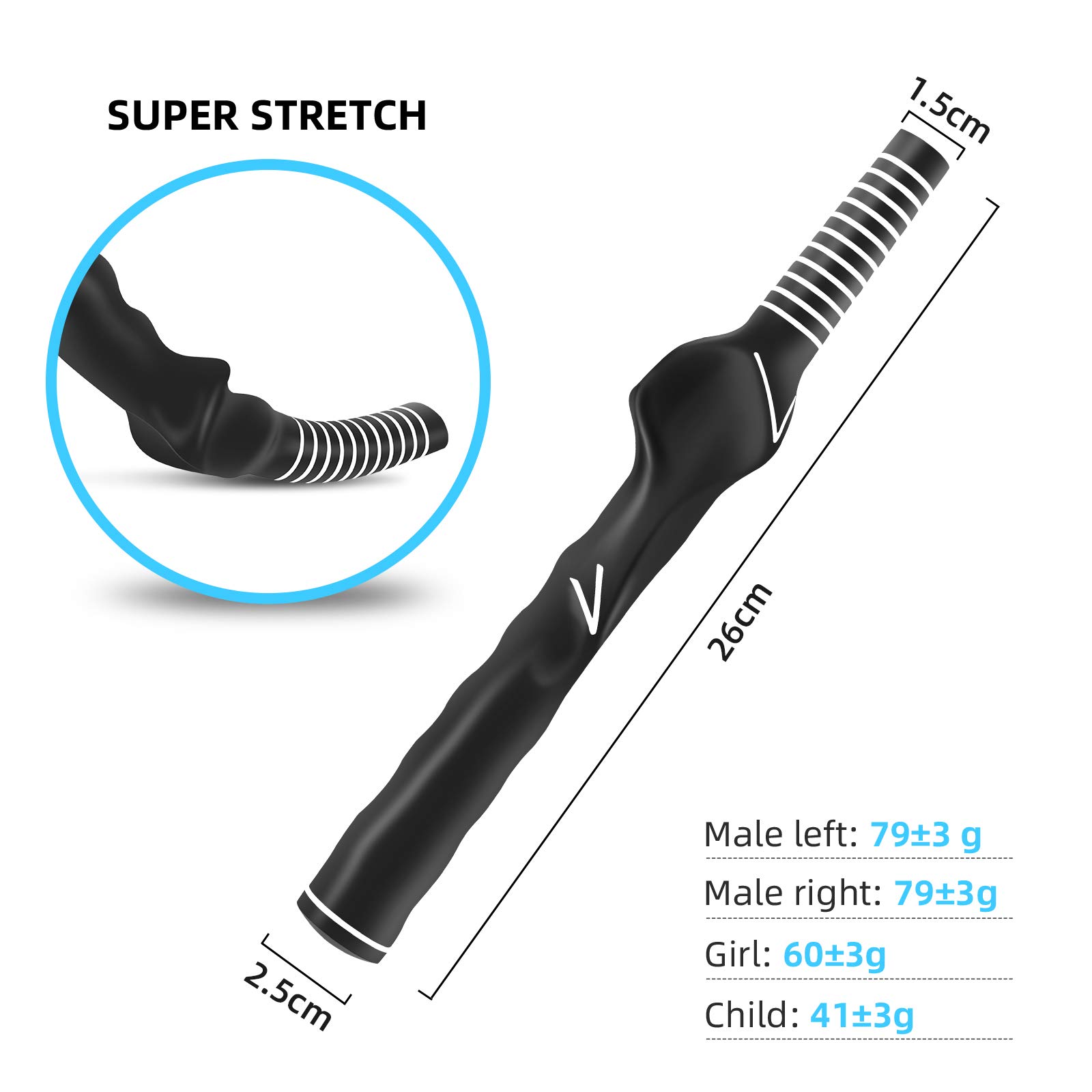 Golf Club Grip Trainer - Left & Right Hand Swing Practice Aid, Improve Golf Swing Technique for Indoor & Outdoor Training