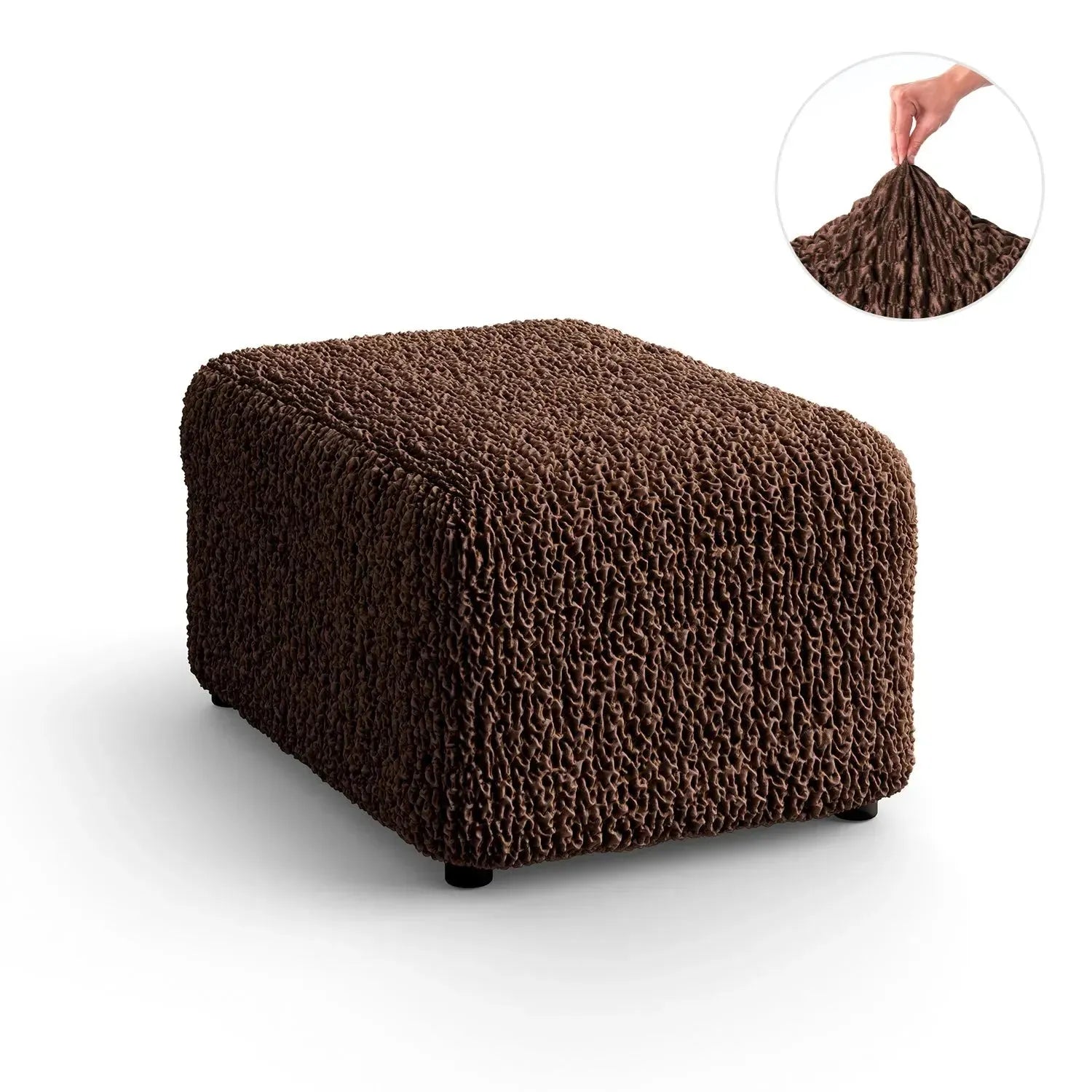 Ottoman Slipcover Medium Size - Goffrato Velvet Collection | Stretchable Furniture Cover for Living Room, Bedroom & Office Decor