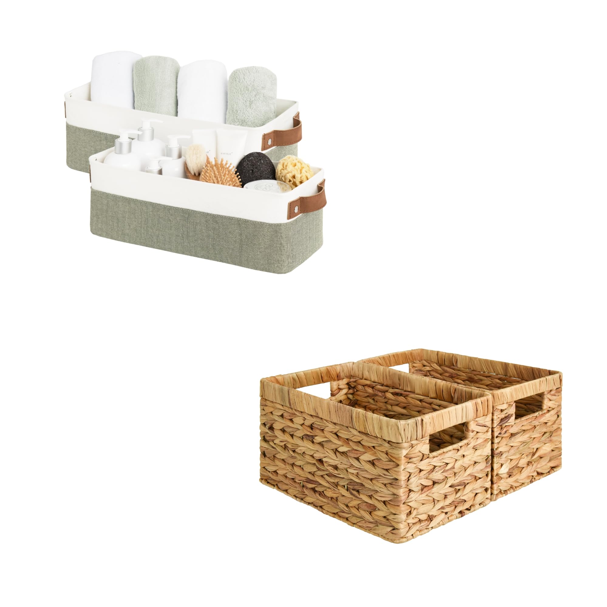 StorageWorks Narrow Storage Bins - Small Wicker Baskets with Built-in Handles for Home Organization | Perfect for Pantry, Bathroom & Closet Storage