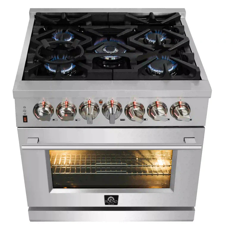 FORNO Massimo 30 Inch Freestanding Dual Fuel Range - Stainless Steel FFSGS6125 30