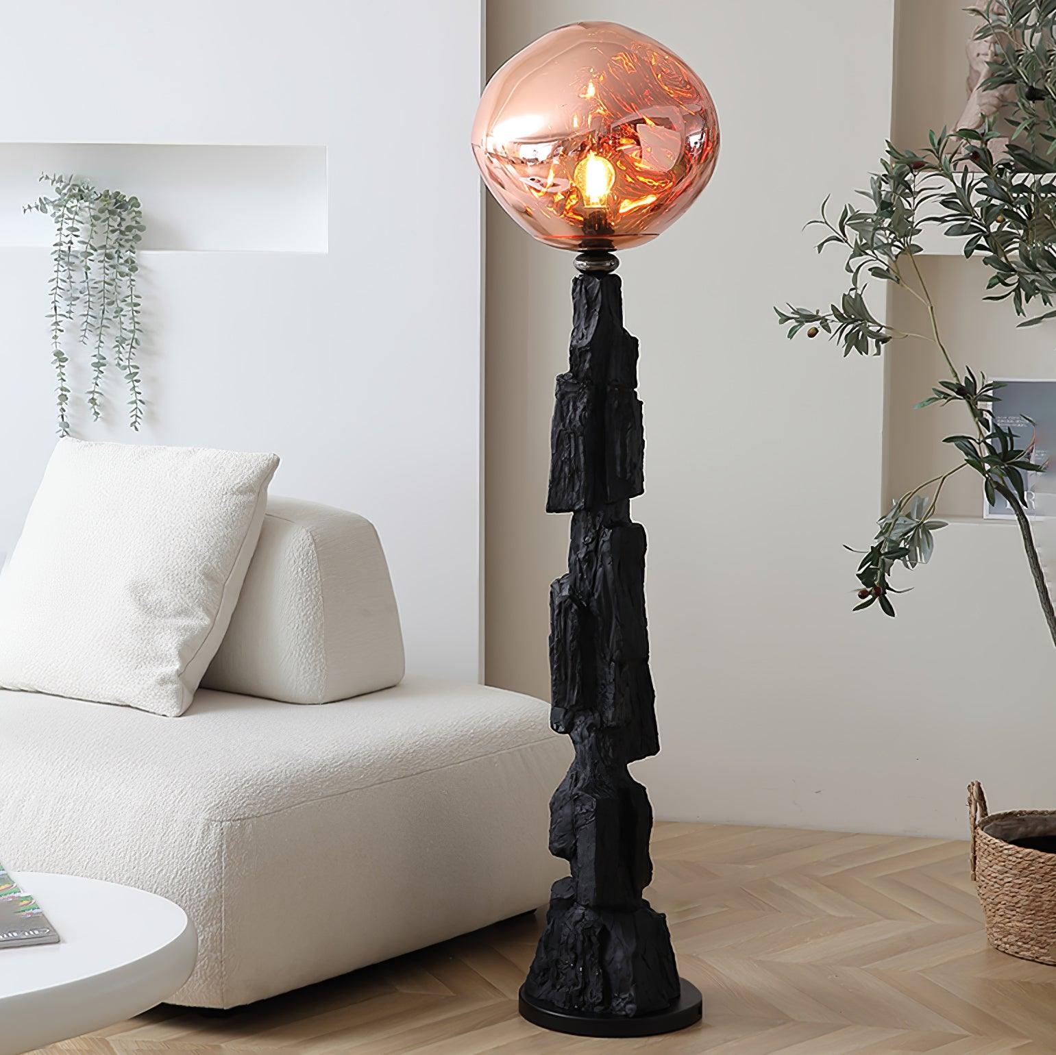 Modern Charcoal Lava Floor Lamp - Adjustable Height LED Standing Light for Living Room, Bedroom, or Office - Perfect for Reading, Relaxing, and Ambient Lighting