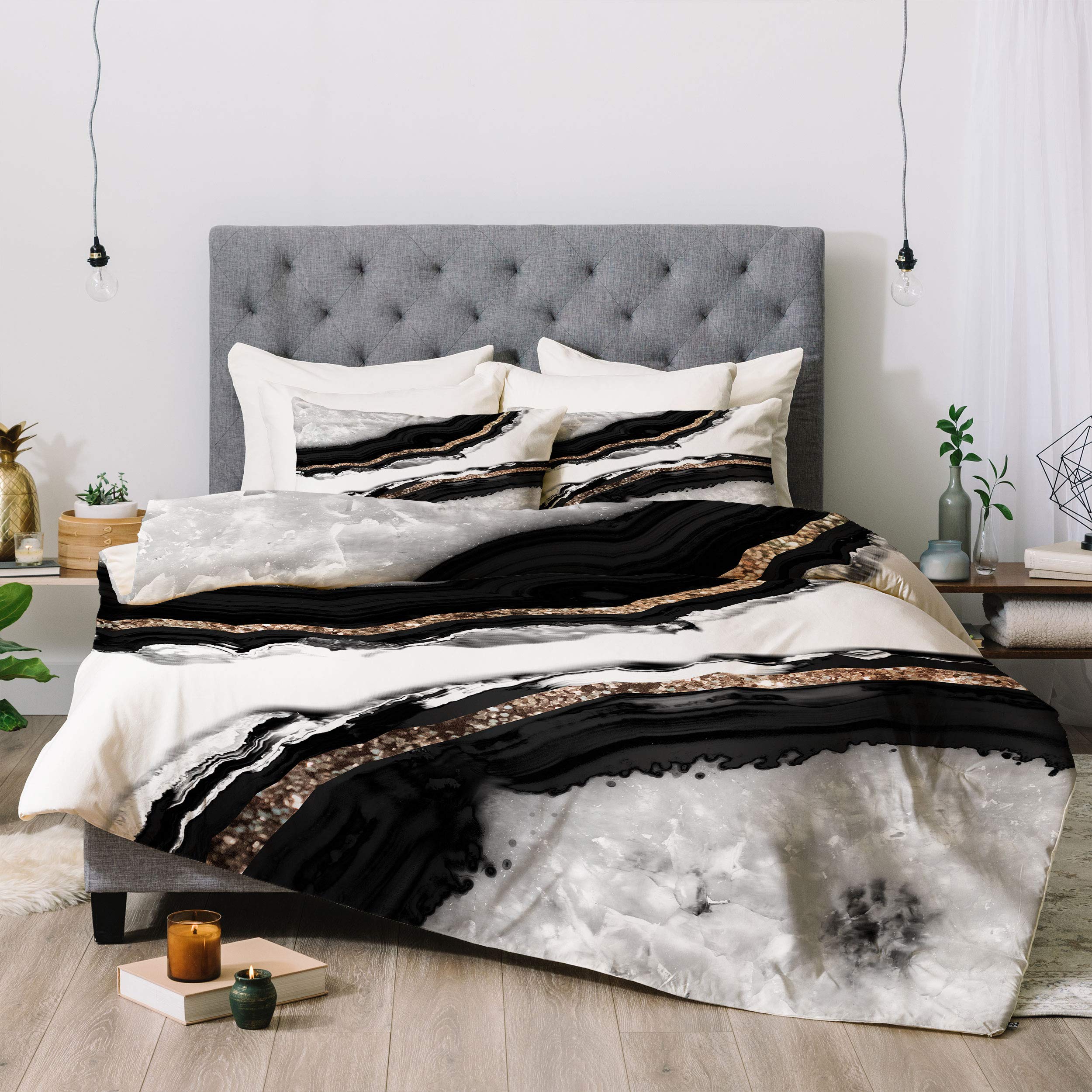 Anita Bella Jantz Agate Glitter Comforter Set - Queen/Full, Black - Bedroom Decor
