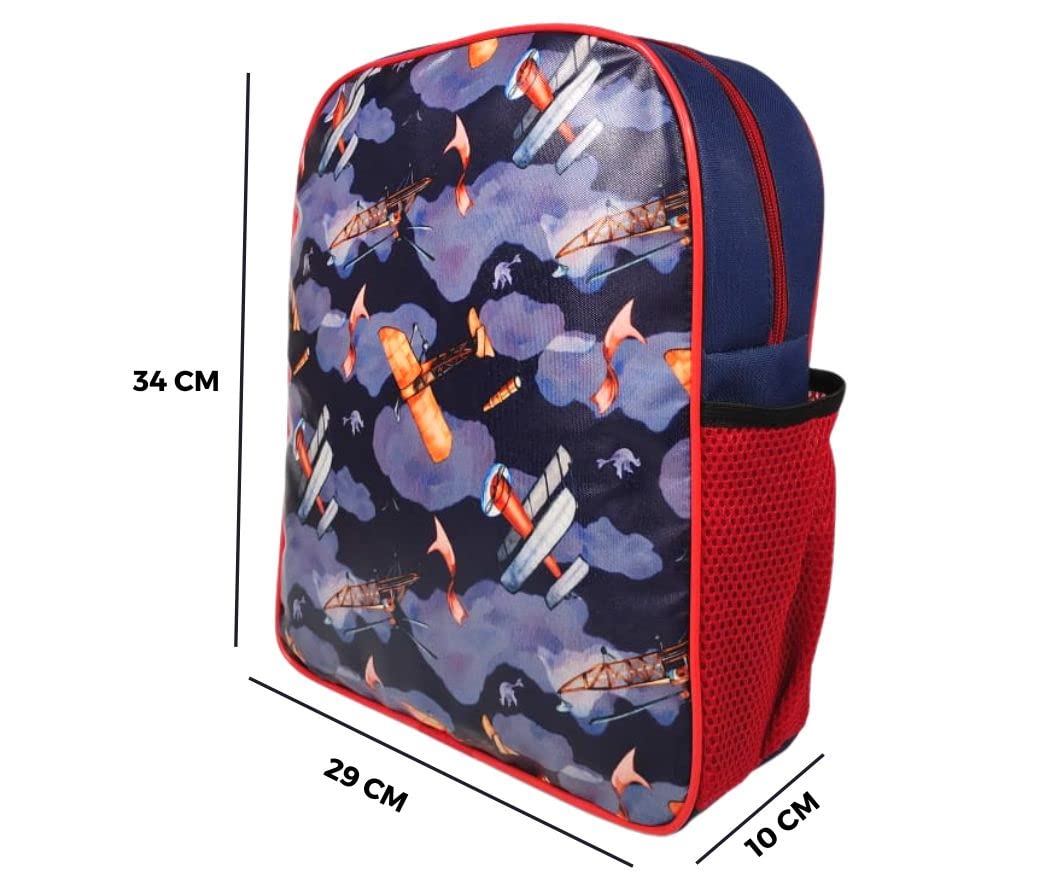 RedChimes Stylish Airplane Design Kids Backpack for Boys & Girls - Durable Polyester School Bag (1 Pack) - Perfect for School, Travel & Daily Use