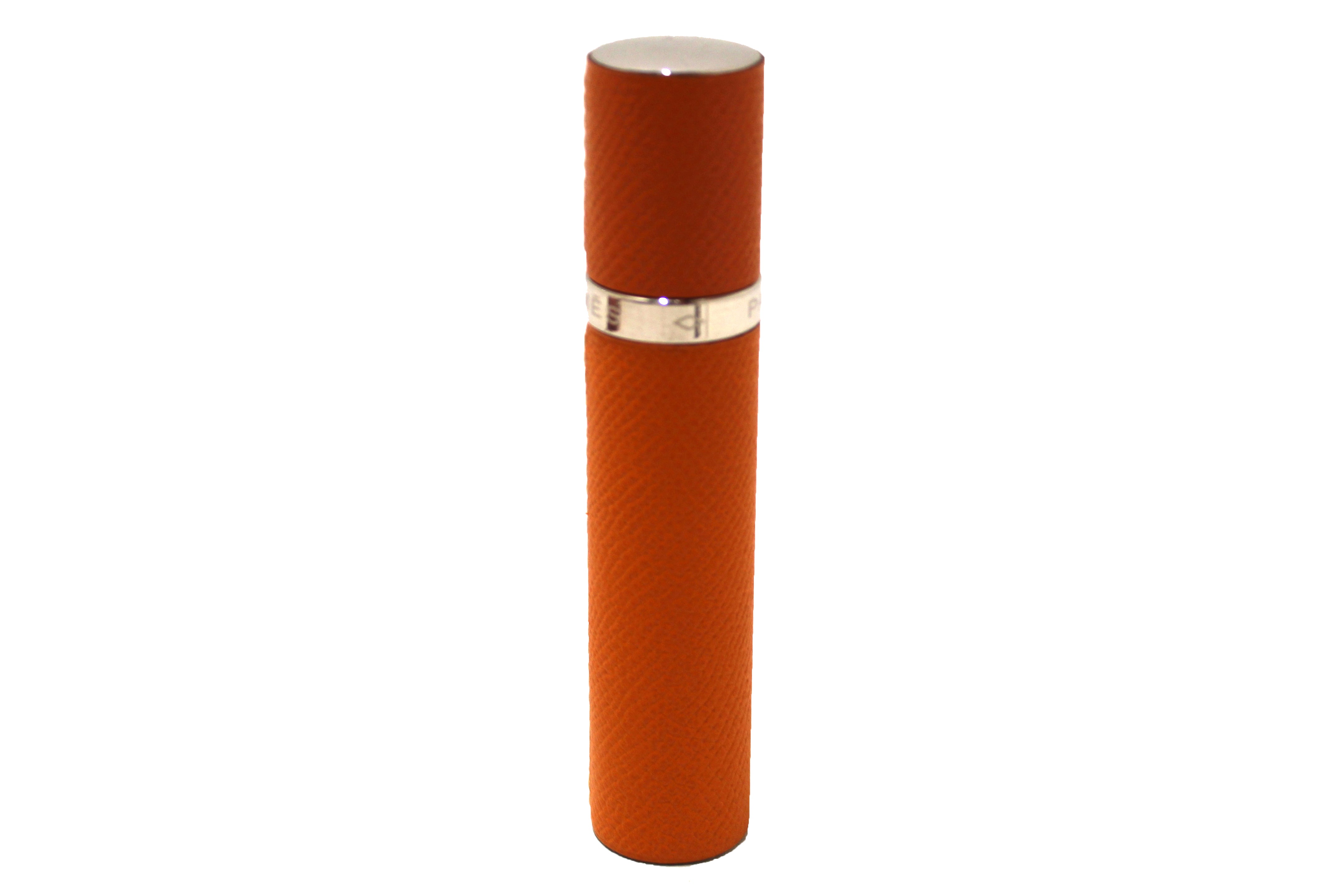 Authentic Hermes Orange Leather Perfume Refillable Travel Case Holder - Perfect for Fragrance Storage & Luxury Travel Accessories