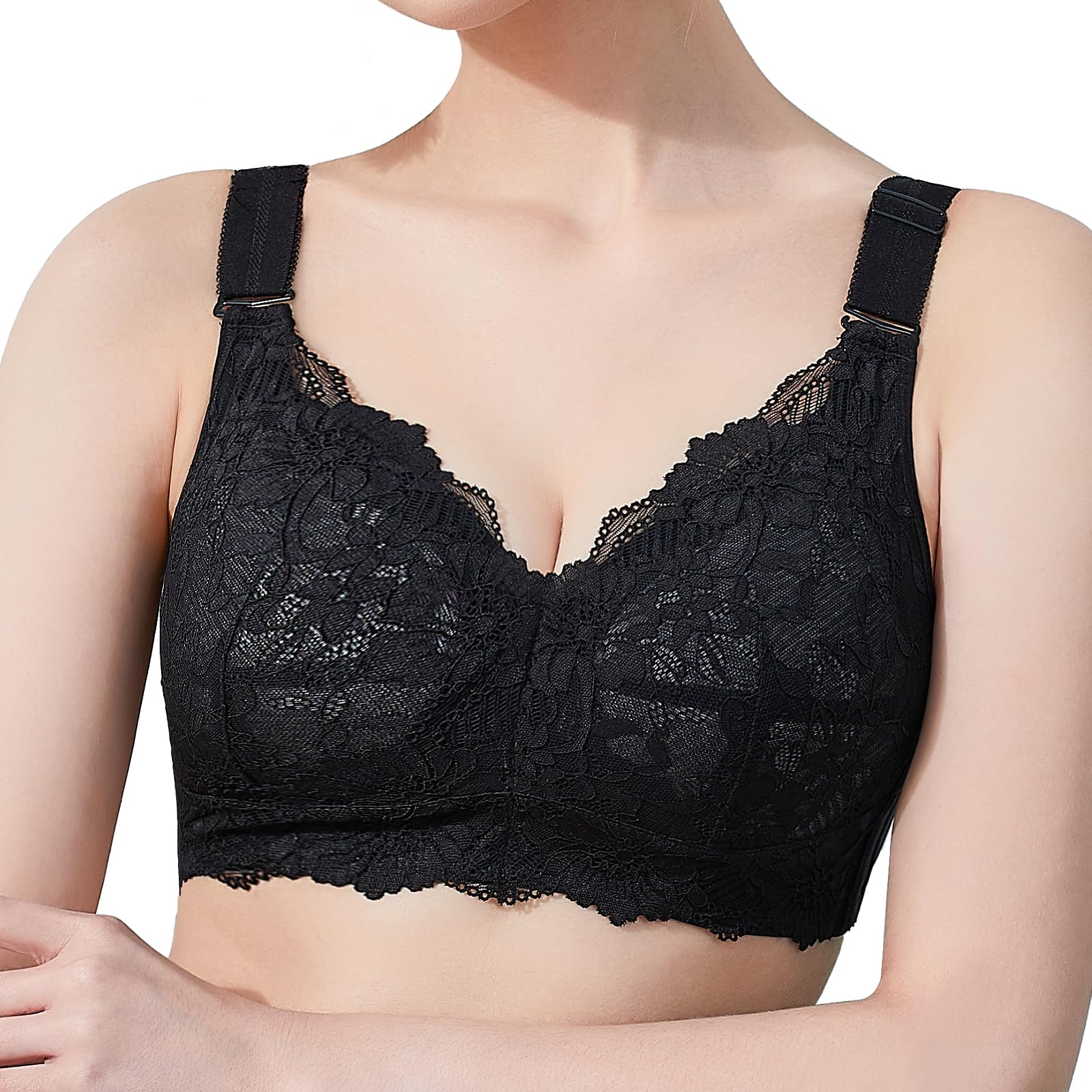 Baetty Lace Bra Full Coverage Wireless Bras for Women - Comfortable Honeycomb Inner Cushion Support - Perfect for Everyday Wear & Workout