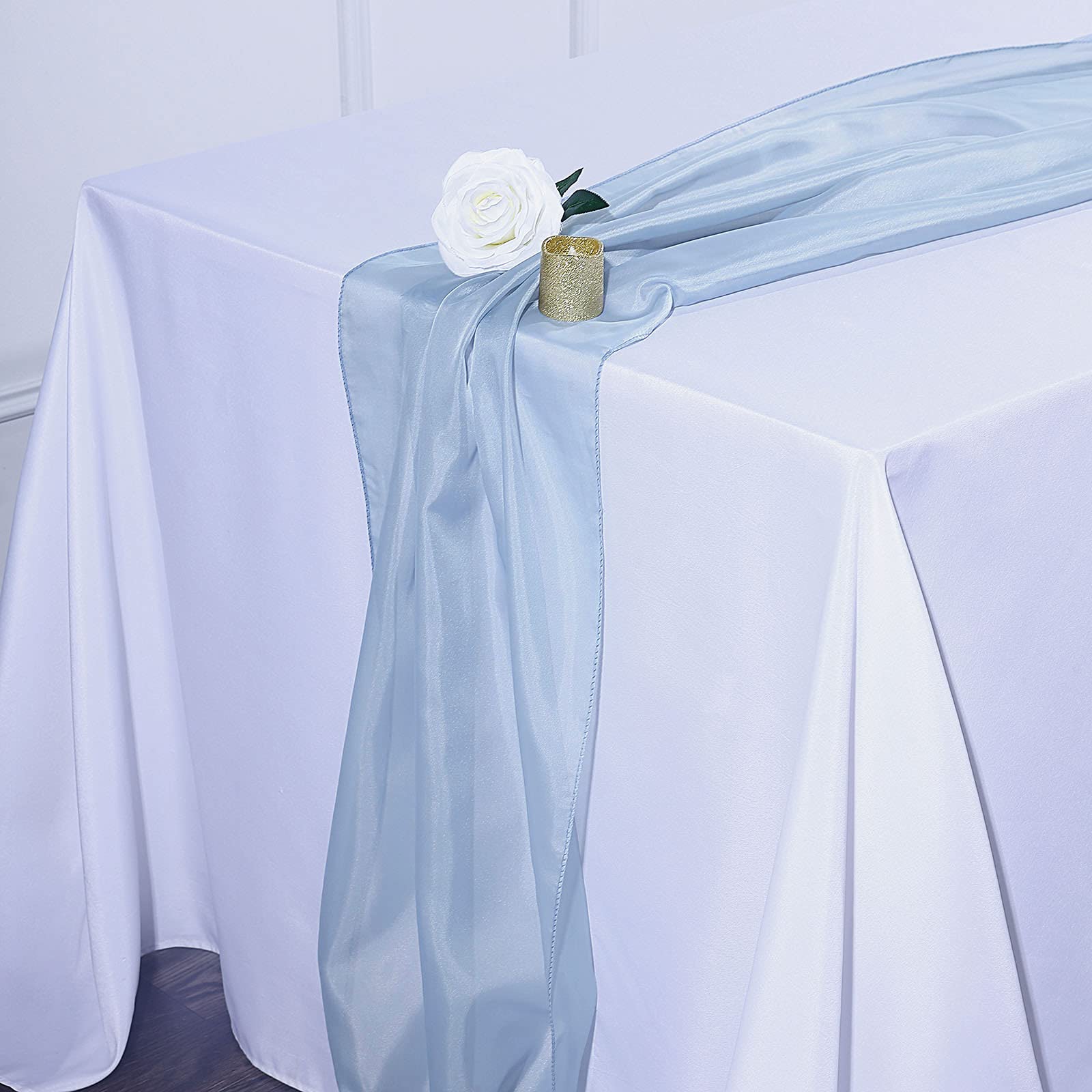 6ft Dusty Blue Chiffon Table Runner - Wedding & Party Decor