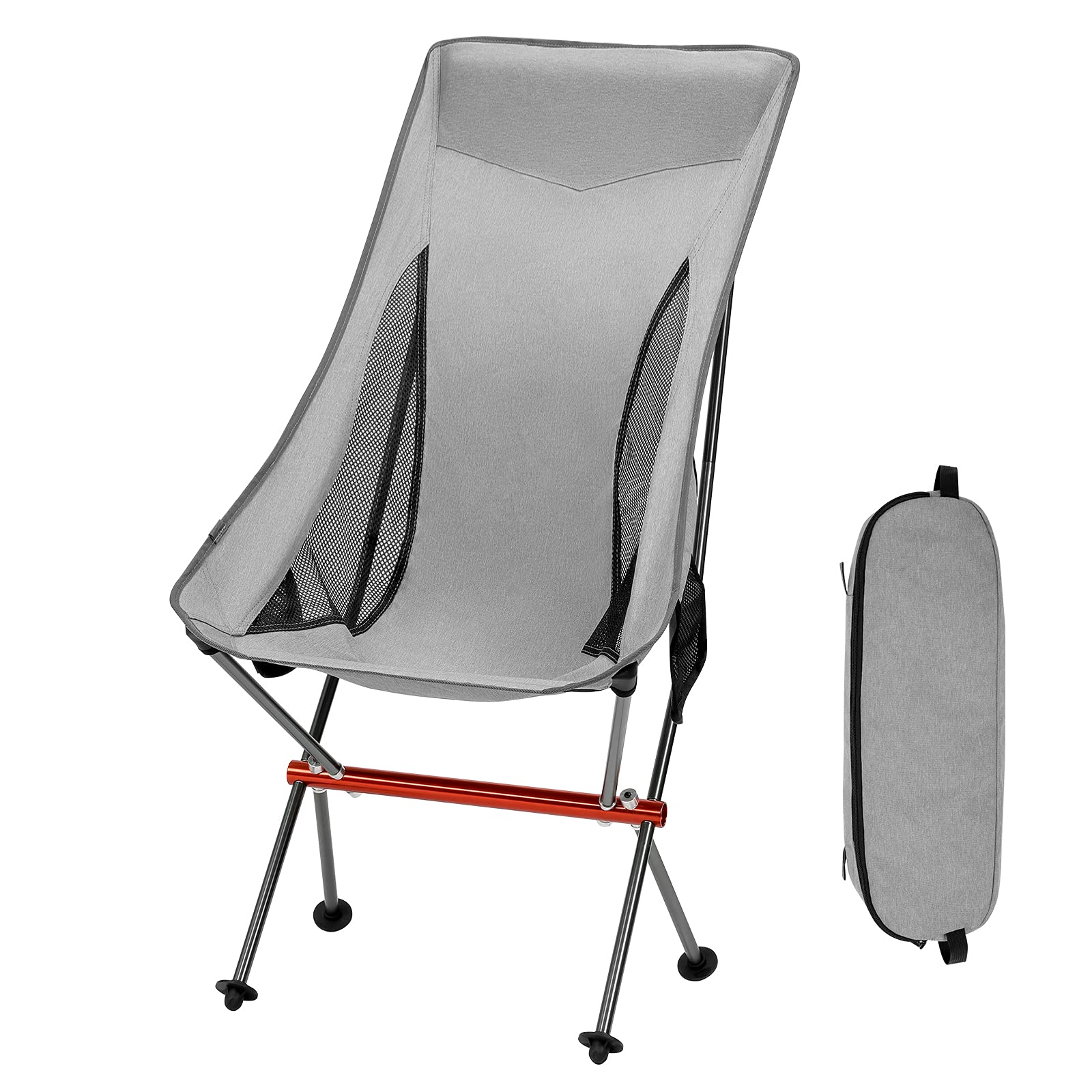Premium All-Aluminum Folding Camping Chair for Adults - Heavy Duty Portable High Back Collapsible Chair with Built-in Pillow & Side Pocket - Perfect for Backpacking, Hiking, Beach, Picnics & Outdoor Events