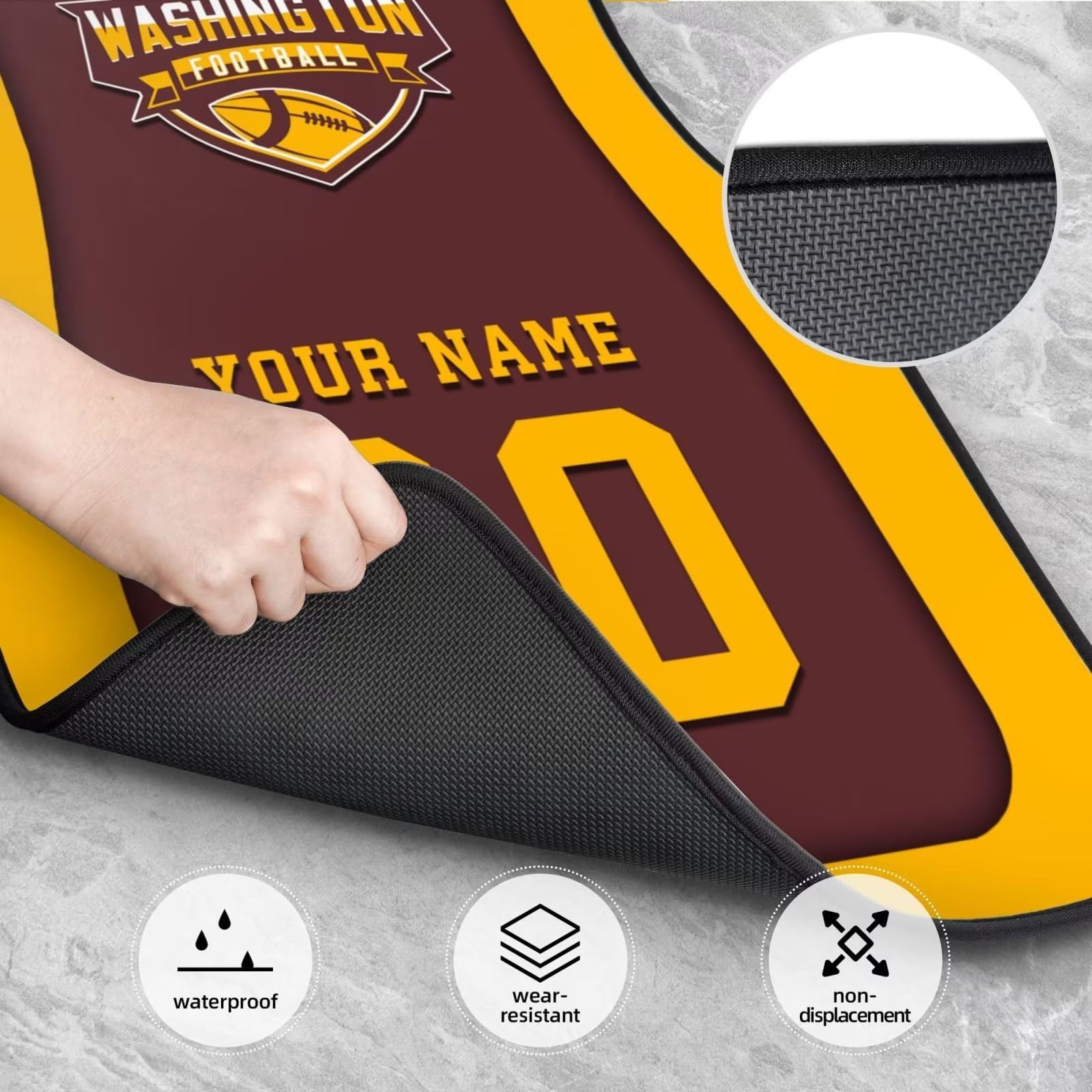 Washington Custom Car Floor Mats - Personalized Name & Number Car Accessories Gift for Loyal Fans - 4-Piece Set Fits Most Vehicles - Perfect for Car Enthusiasts & Interior Upgrades