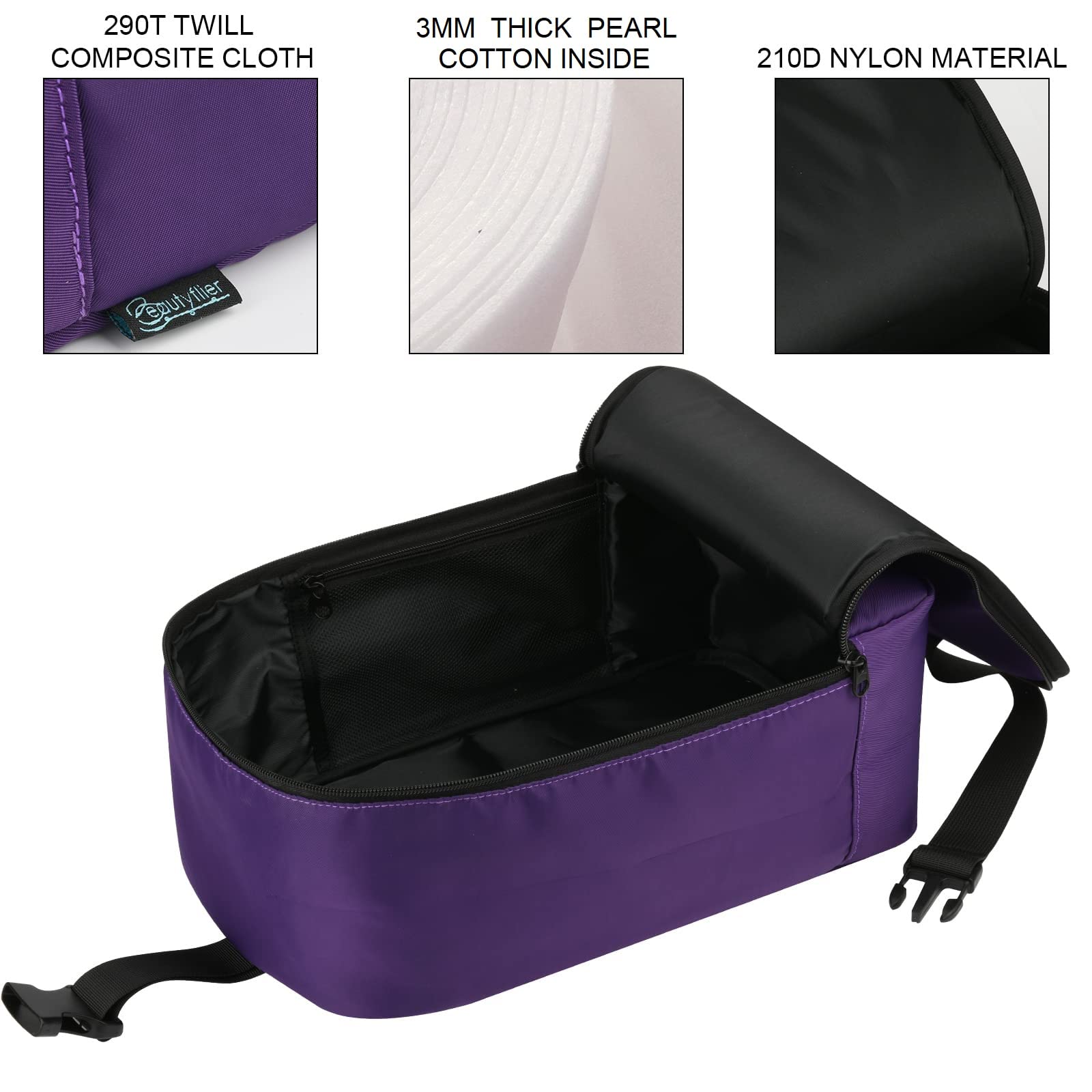 Beautyflier Portable Travel Steamer Bag for Conair Clothes Steamer - Compact Storage Case with Hanging Strap & Organizer Pockets - Ideal for Business Trips, Vacations & Home Use (Purple)