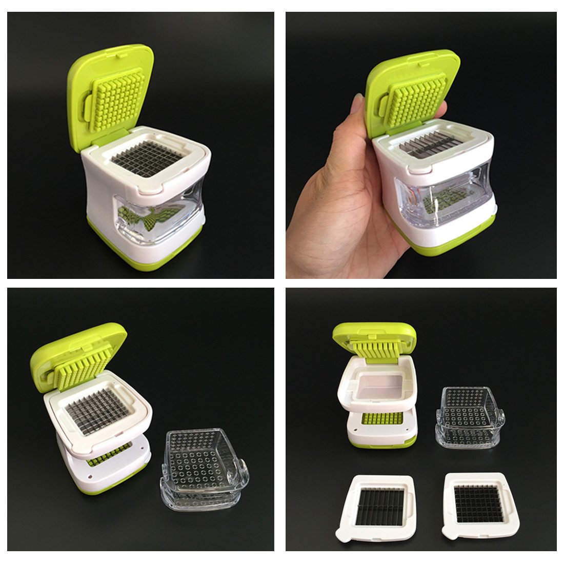 Premium Garlic Ginger Press & Multi-Function Chopper - Stainless Steel Mincer, Dicer, Grater for Effortless Cooking | Ideal for Slicing, Grinding Herbs & Preparing Sauces | Durable Kitchen Gadget with Silicone Peeler (Green)