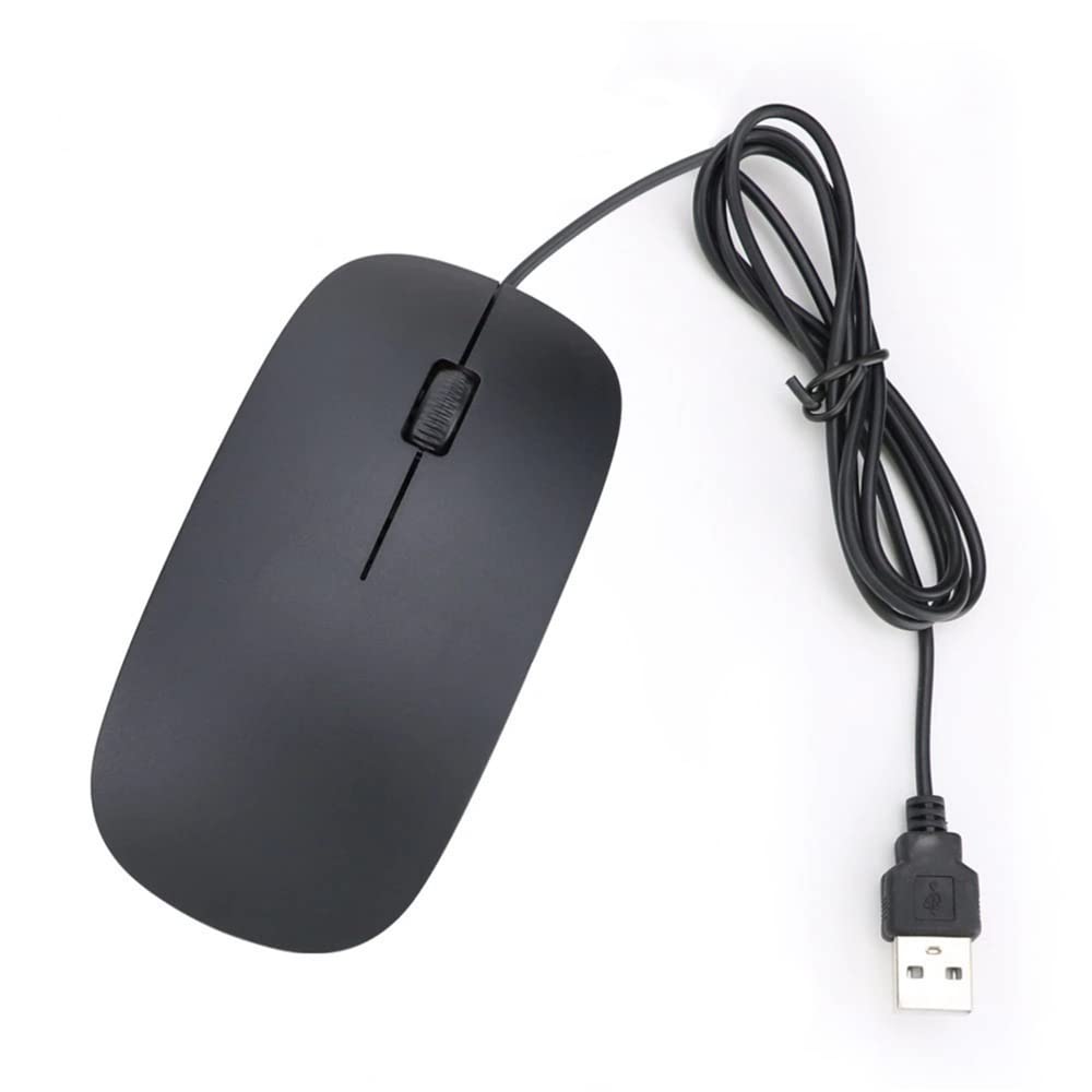 Ergonomic Wired USB Optical Mouse for PC & Laptop - Comfortable Scroll Wheel Black Mice for Office, Gaming, and Home Use