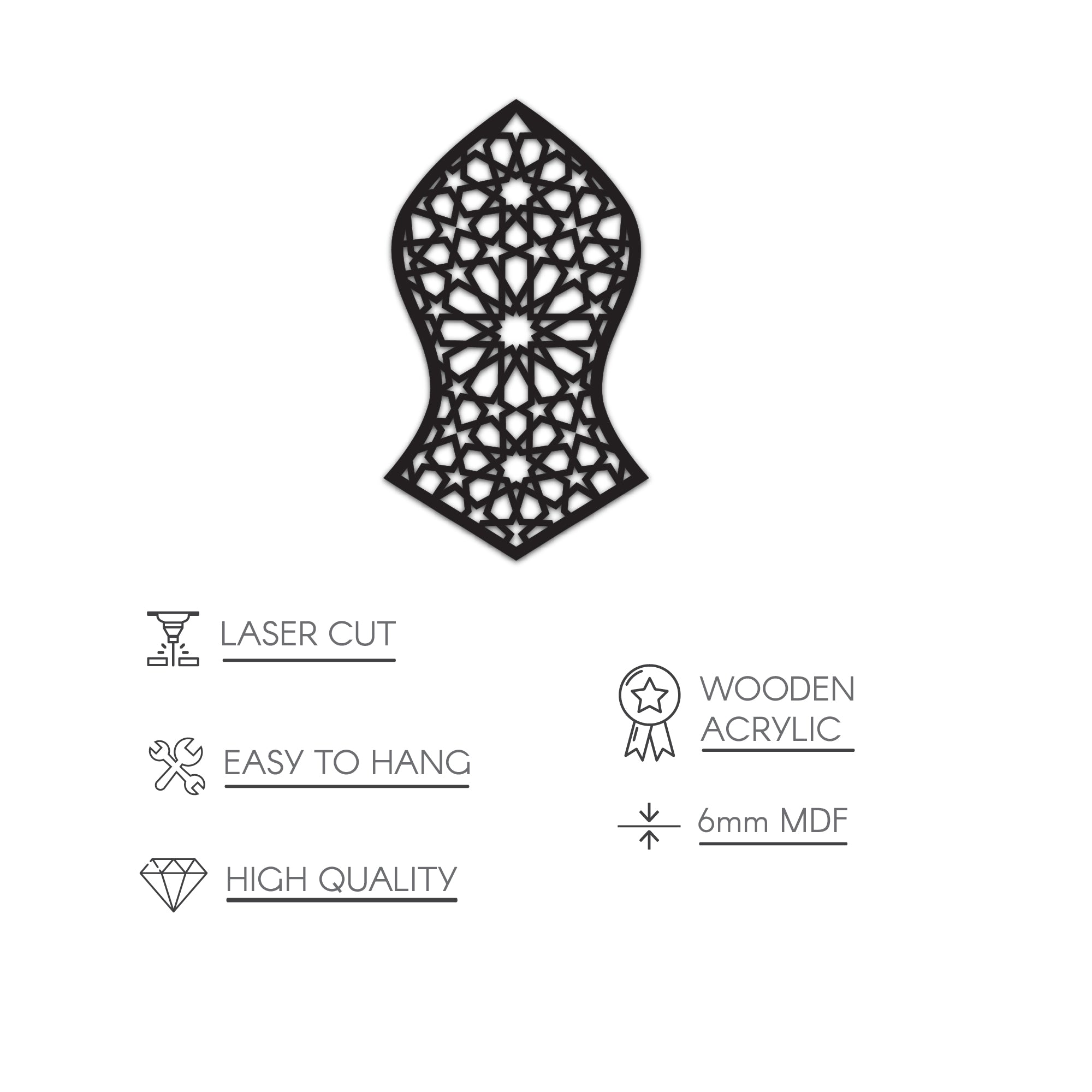 Beautiful Nalayn Wooden Acrylic Islamic Wall Art Decor - Handcrafted Arabic Calligraphy Home Decoration for Living Room, Bedroom & Mosque