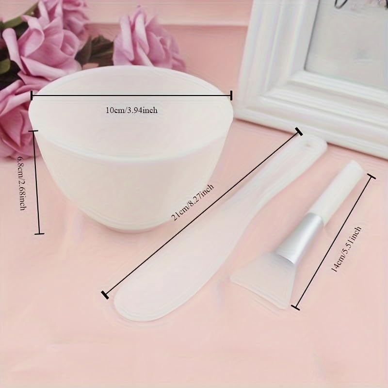 Professional Silicone Facial Mask Mixing Bowl Set with Applicator Brush & Spatula - Beauty Salon & Home Spa Kit for DIY Skincare (White) - Perfect for At-Home Facials, Professional Treatments & Self-Care Routines