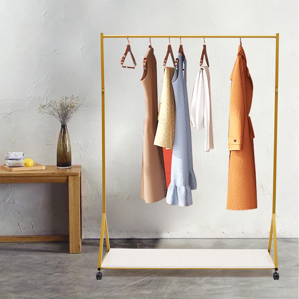 Heavy Duty Clothes Rack with Shelf - 45.66 x 15.74 x 64.17 Inch Garment Rack for Clothing Storage, Wedding Dress Display & Home Organization - Modern Wardrobe Stand for Bedroom, Closet or Retail Store