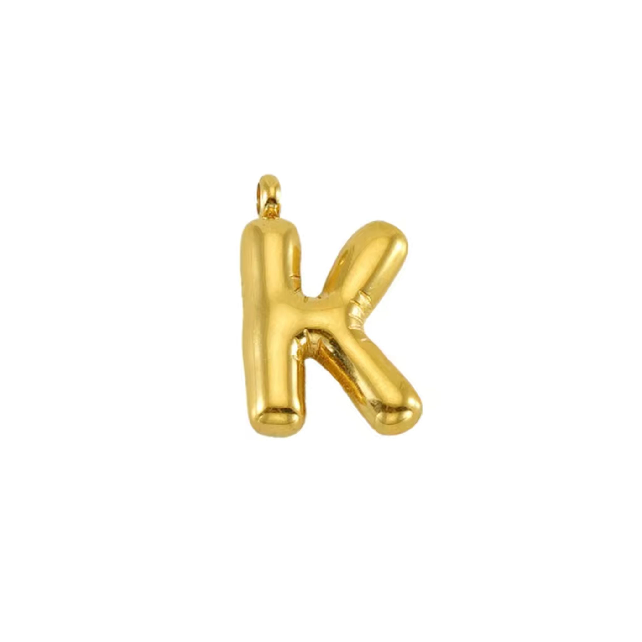 Puffy Gold Letter Pendant Necklace - 14K Gold Plated Initial Charm Jewelry for Women - Perfect for Gifts, Birthdays & Everyday Elegance