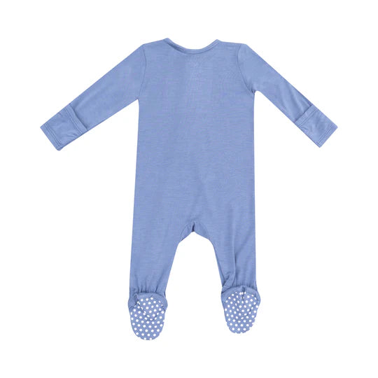 Bamboo 2-Way Zipper Footie Pajamas - Soft & Breathable Baby Sleepwear in Solid Country Blue | Perfect for Cozy Nights & Playtime