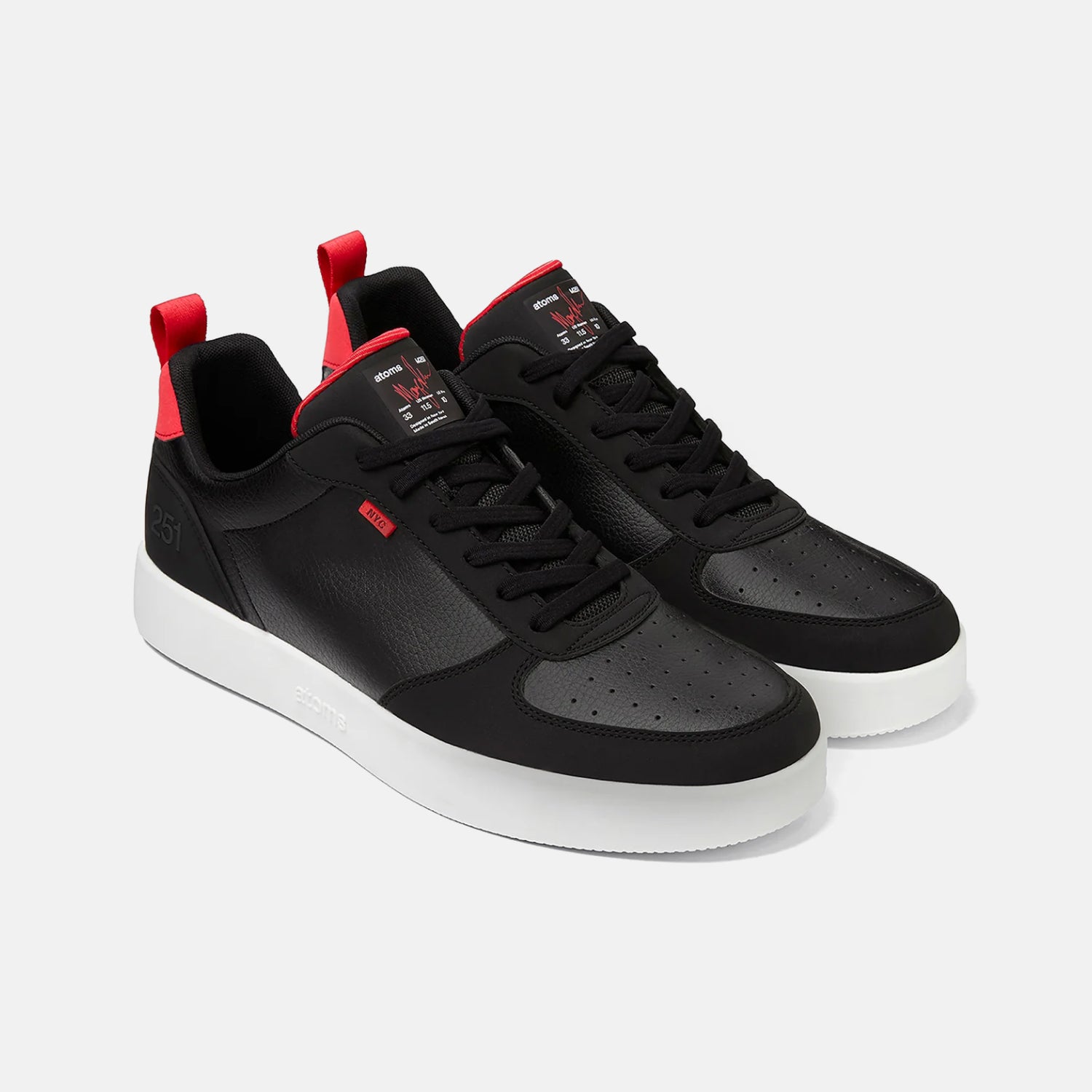 Atoms 251 Low Sneakers - Red & Black Mens Casual Shoes + Ridge Wallet Slim RFID Blocking | MKBHD Edition | Perfect for Everyday Wear, Travel & Dark Mode Tech Enthusiasts
