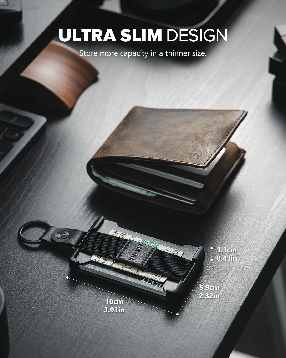 Ultra Slim VCL200 RFID Blocking Card Holder with Elastic Cash Strap - Perfect for Minimalist Wallet, Travel & Everyday Use