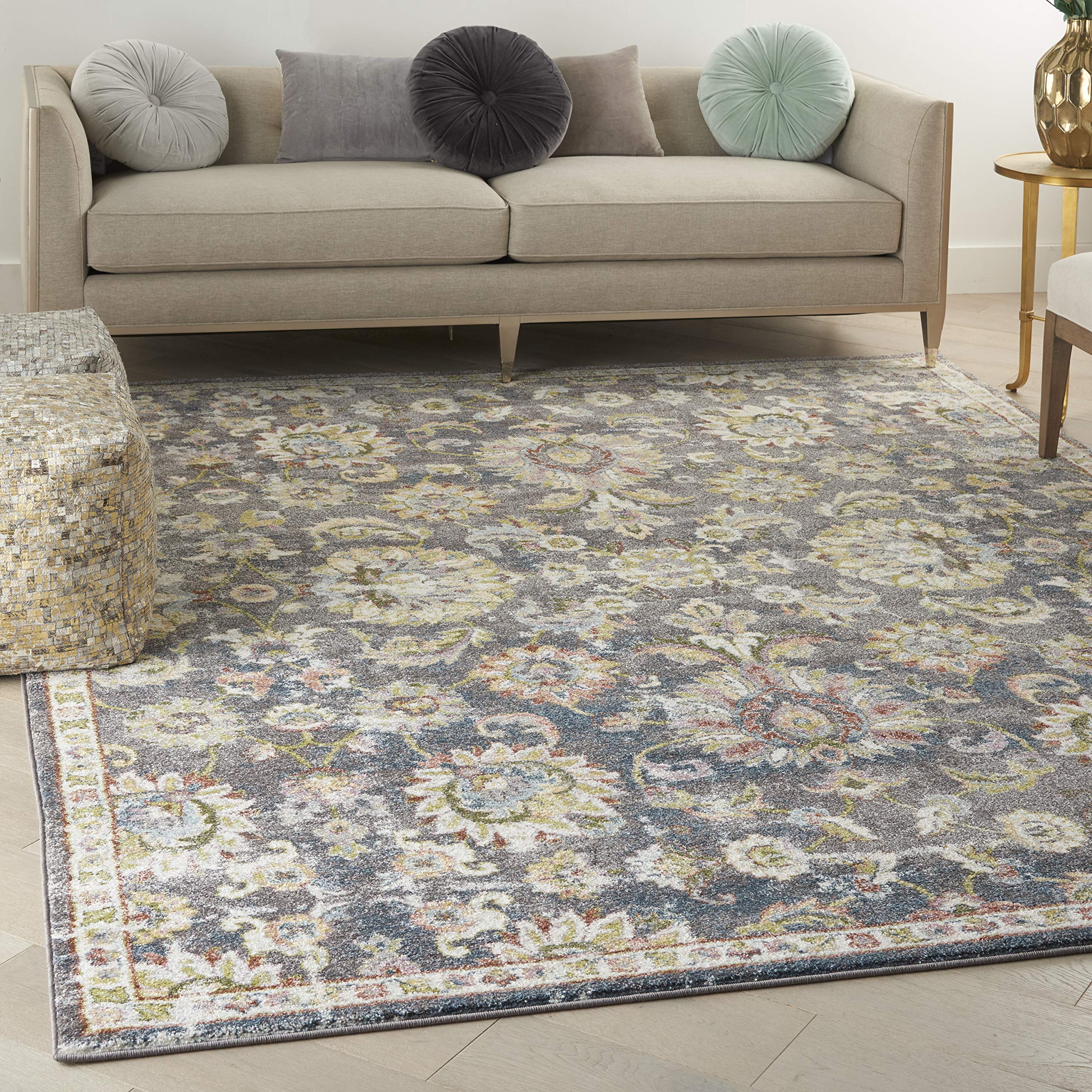 Nourison Juniper Floral Charcoal Multi 7'10
