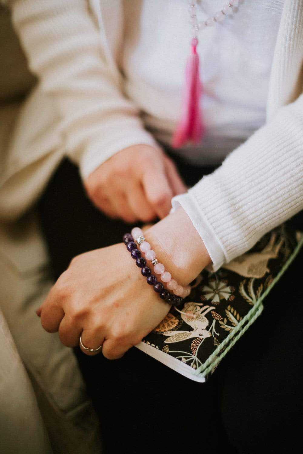 Natural Amethyst Wrist Mala Beads Bracelet - Healing Crystal Meditation Jewelry for Women & Men | Perfect for Yoga, Mindfulness & Spiritual Practice