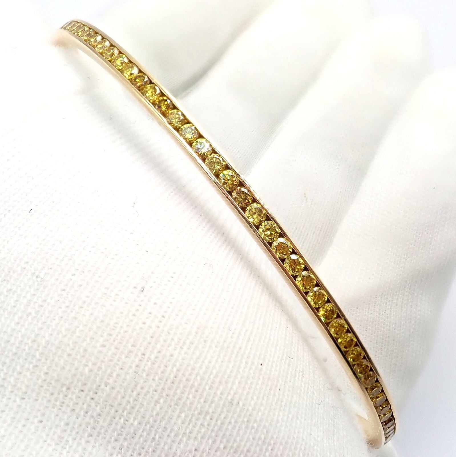 Authentic Jacob & Co 18k Yellow Gold Diamond Bangle Bracelet - 3.5ctw Luxury Jewelry for Women, Perfect for Gifts, Parties & Special Occasions