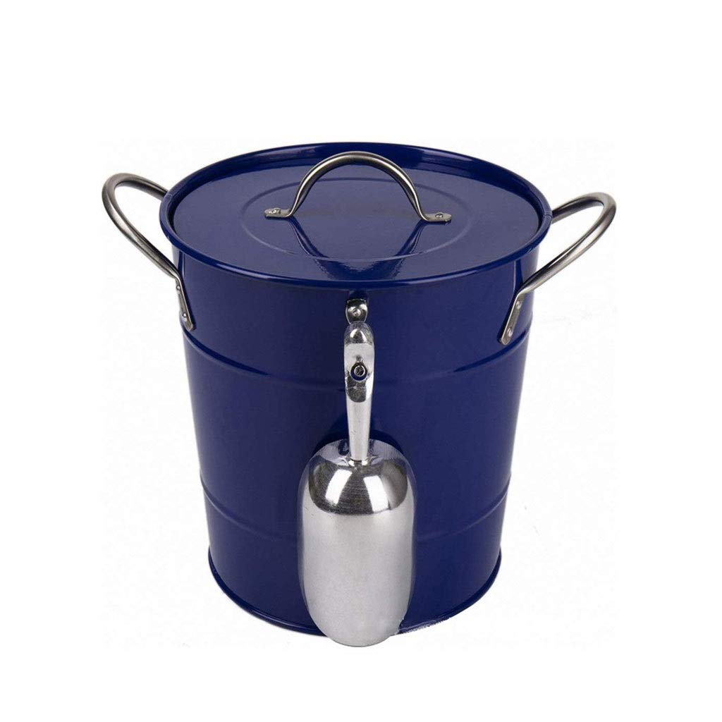 Premium Blue Metal Ice Bucket Set with Lid & Scoop - Double Walled Stainless Steel Chiller for Wine, Champagne & Beverages - Perfect for Parties, Weddings & Outdoor Gatherings