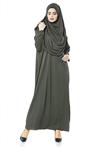 EDUS Women's Abaya with Prayer Rug - Modest Islamic Prayer Dress for Women, Farasha Long Muslim Gown with Hijab Bonnet - Perfect for Prayer, Mosque, and Special Occasions