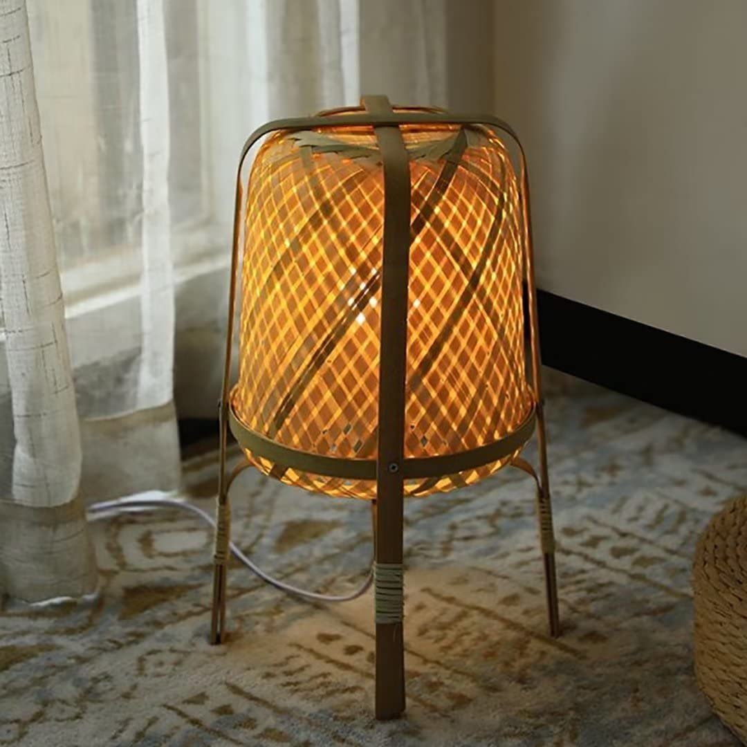 Handmade Bamboo Table Lamp - Modern Zen Style Bedside & Floor Lighting for Bedroom, Living Room, Hotel Decor | Perfect for Meditation Spaces, Reading Nooks & Cozy Ambience