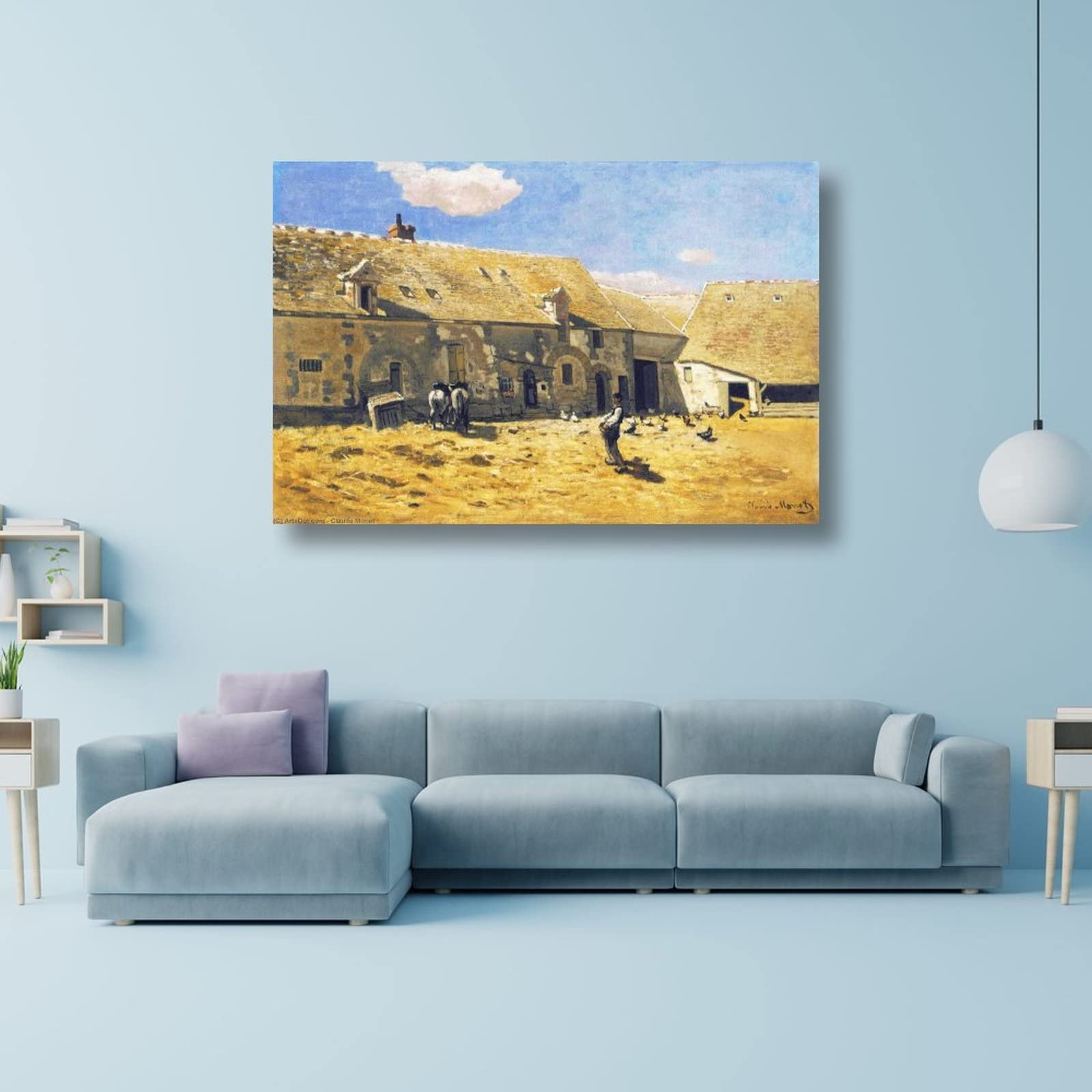 Oscar Claude Monet Farmyard at Chailly Painting - Premium Art Poster & Canvas Wall Decor (16x24 inches / 40x60cm) Framed/Unframed - Perfect for Living Room, Bedroom & Office Aesthetic Decor