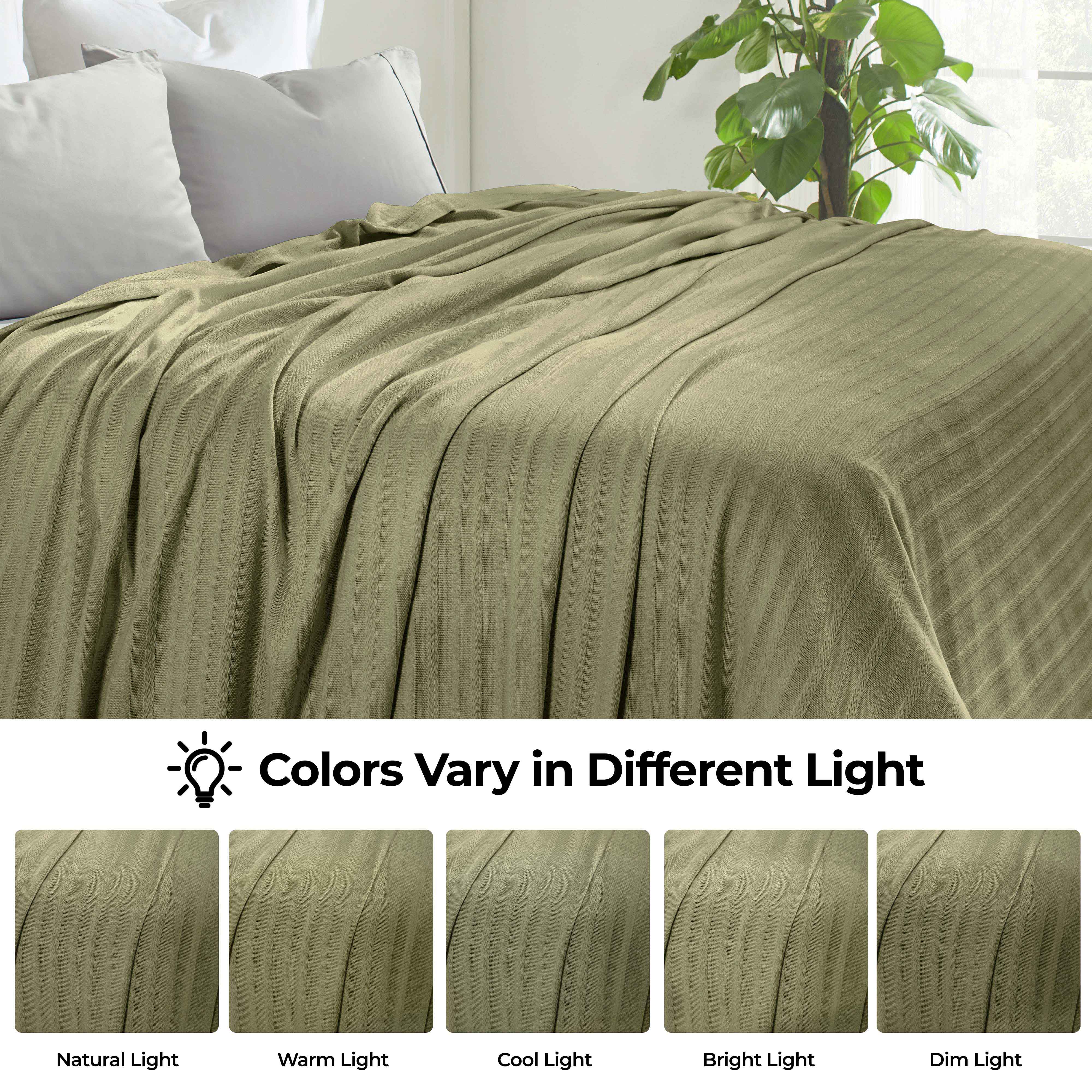 Soft Clara Cotton Textured Striped Lightweight Woven Blanket - Perfect for Sofa, Bed & Outdoor Picnics