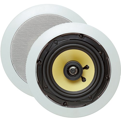 Cmple - 5.25-Inch 2-Way In-Wall/In-Ceiling Kevlar Speakers (Pair) - High-Quality Round Audio for Home Theater, Background Music & Multi-Room Sound System