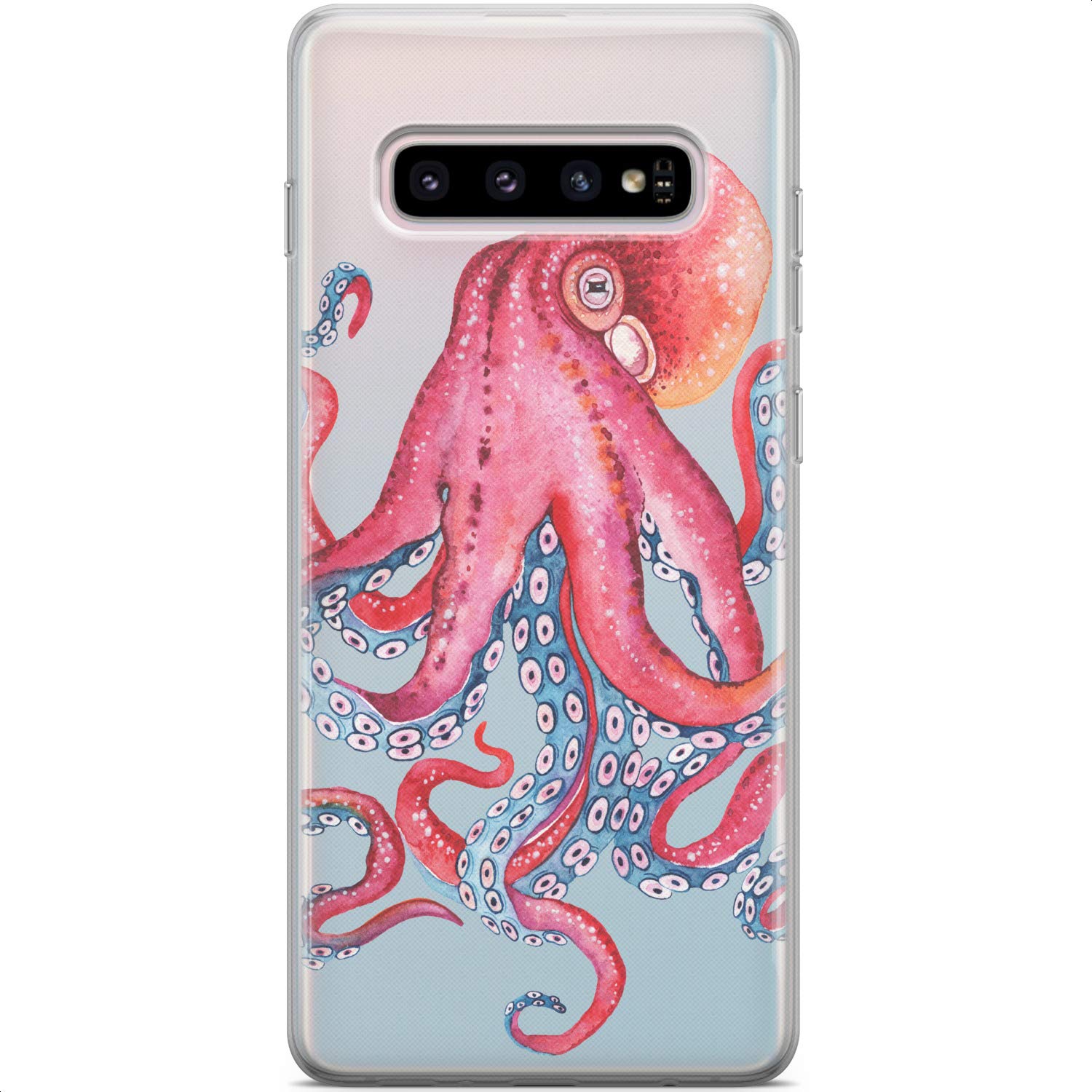 Samsung Galaxy S24 S23 Ultra S22 5G Plus S21 FE S20 S10 Phone Case - Flexible Silicone Cover with Kraken Octopus Tentacle Design | Clear, Lightweight, Slim Protective Case for Everyday Use & Outdoor Activities