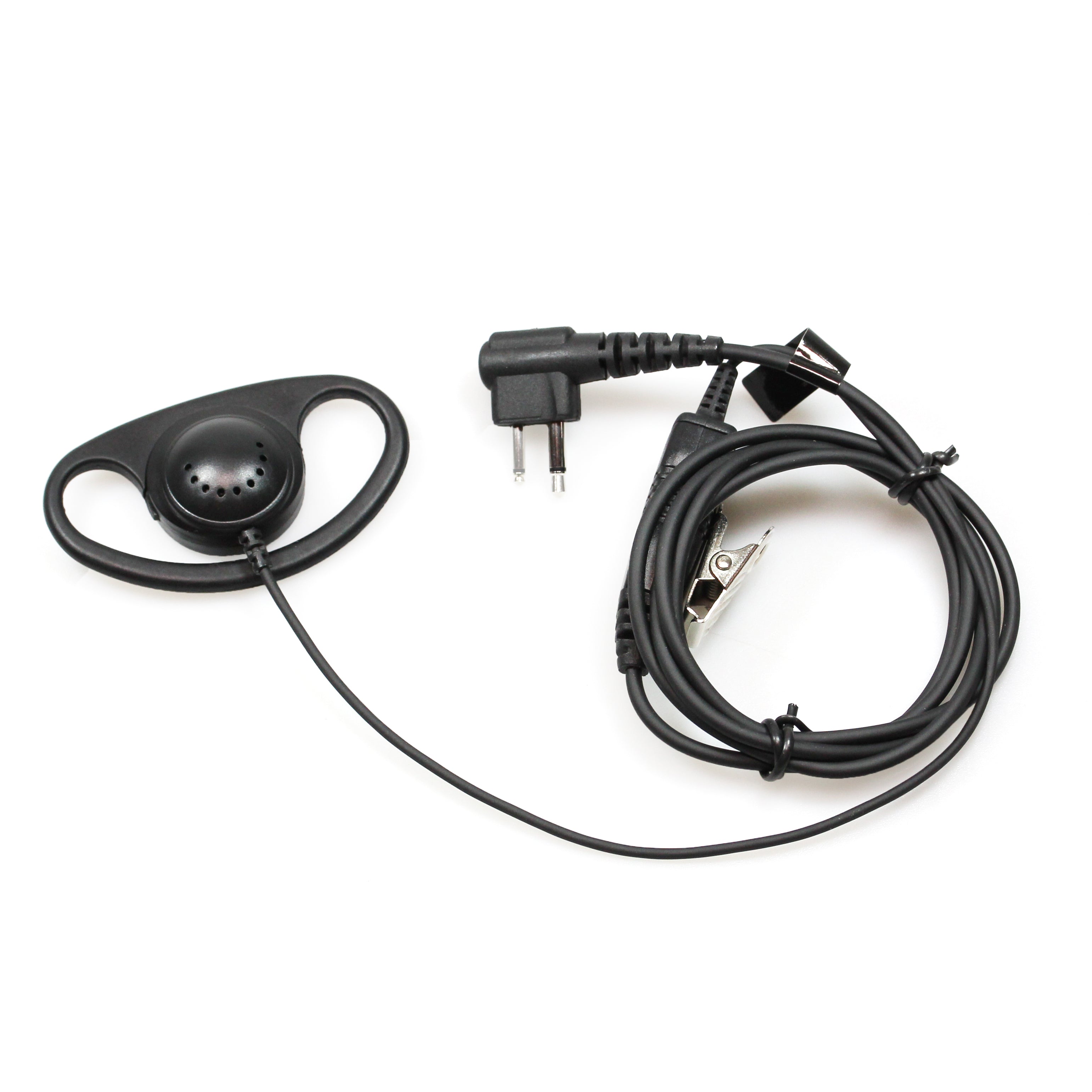 Motorola 2 Pin Surveillance Headset with Adjustable D-Shape Ear Hook & PTT Mic M1 - Perfect for Security, Construction & Two-Way Radio Communication