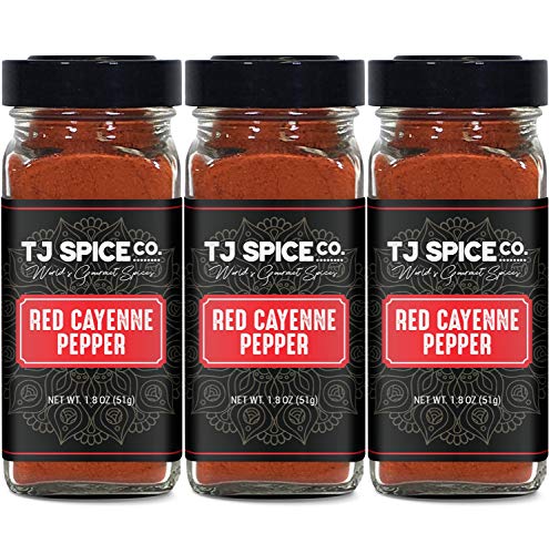 TJ Spice Company Cayenne Red Pepper Ground, 5.4 oz (3 Pack) | 100% Natural, Non-GMO, Gluten Free | Premium Quality for Cooking, Baking & Spice Blends | Perfect for Chili, BBQ Rubs & Hot Sauces