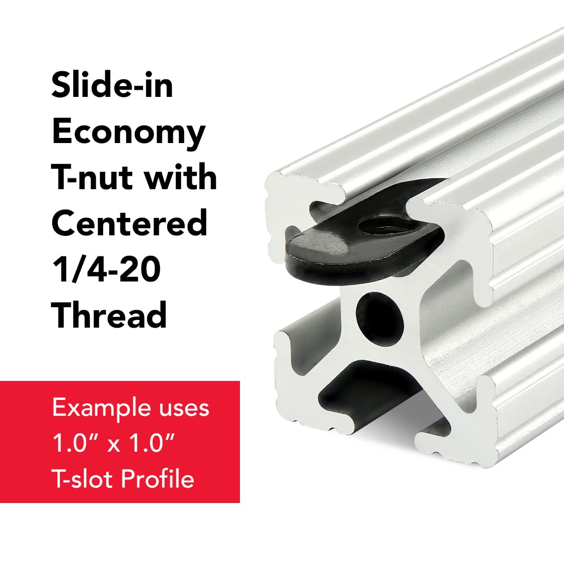 10 Series Steel 1/4-20 Centered Slide-in Economy T-Nuts (100 Pack) - Heavy Duty Hardware Nuts for 10 Series Aluminum Extrusions | Perfect for DIY Projects, Furniture Assembly & Industrial Applications
